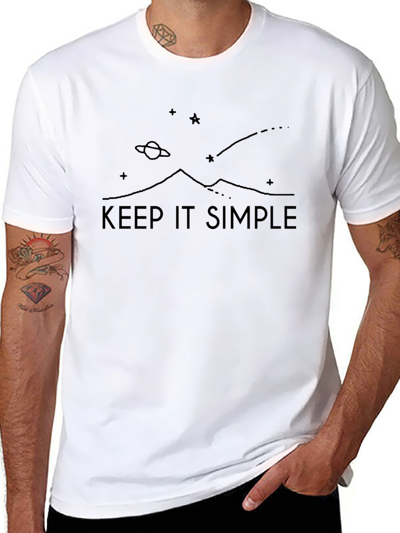 Keep It Simple Black Graphic T-Shirt