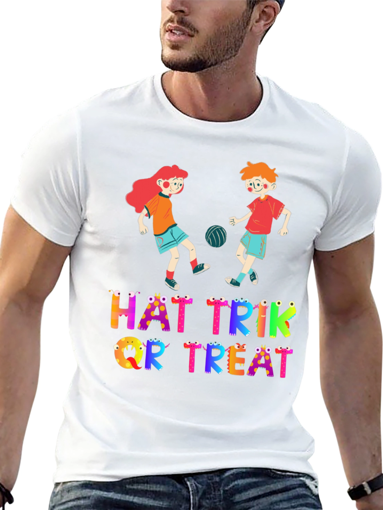 Halloween Hat Trik or Treat Crew Neck T-Shirt