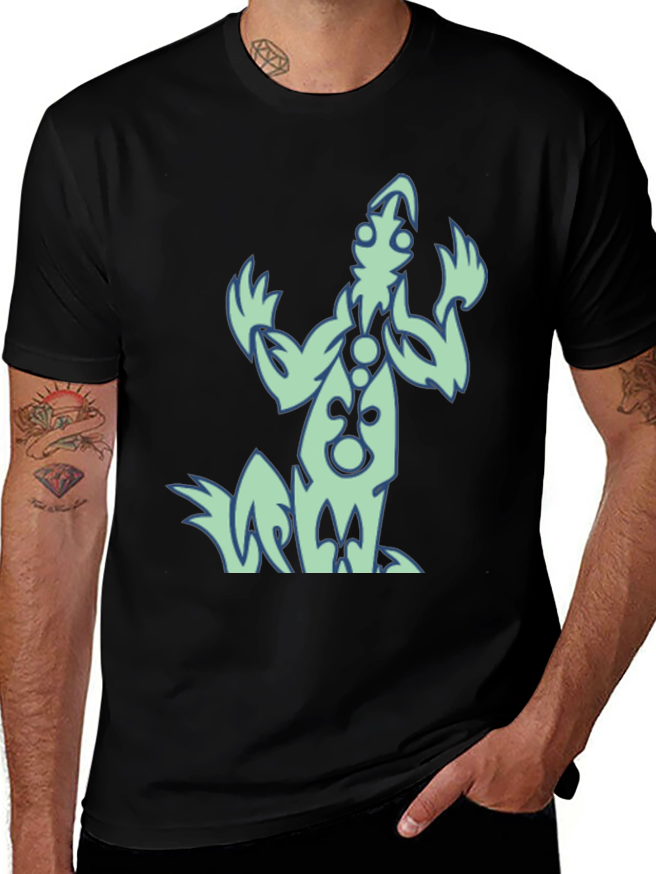 Unique Graphic Print Black T-Shirt for Men