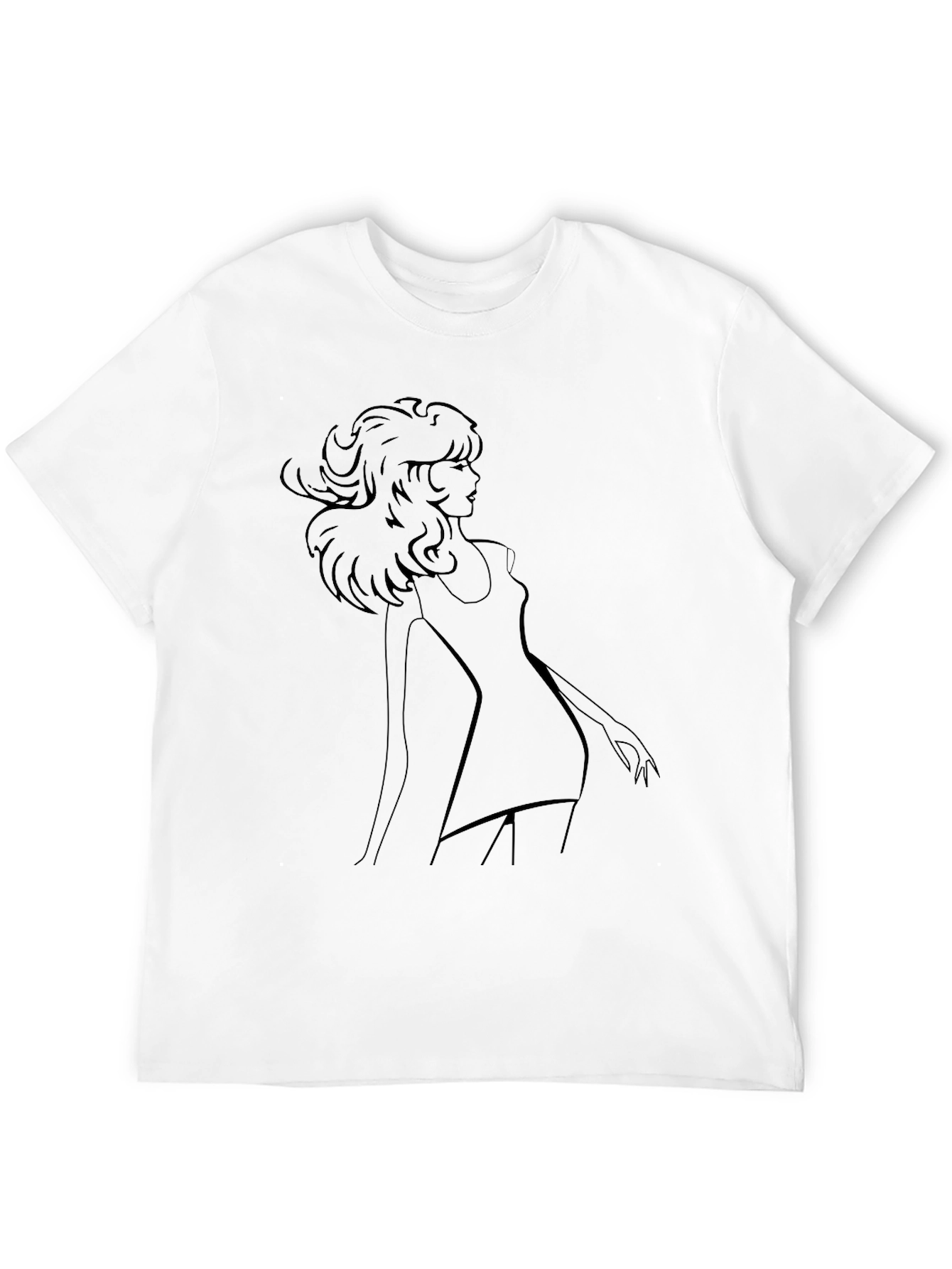 Stylish Black Graphic Tee - Retro Girl Design