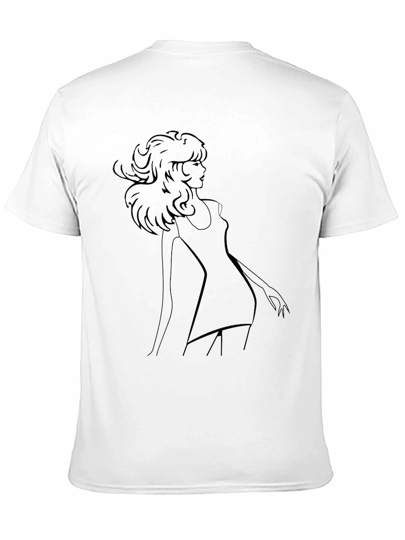 Stylish Black Graphic Tee - Retro Girl Design