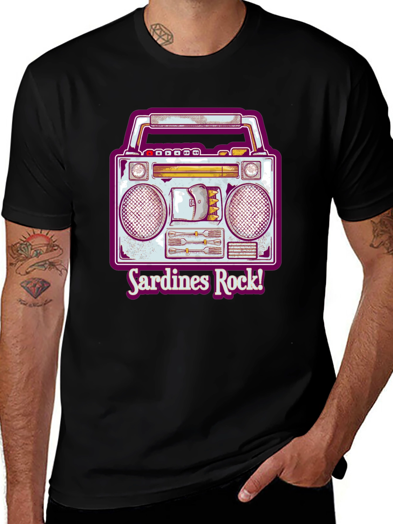 Sardines Rock Retro Boombox T-Shirt