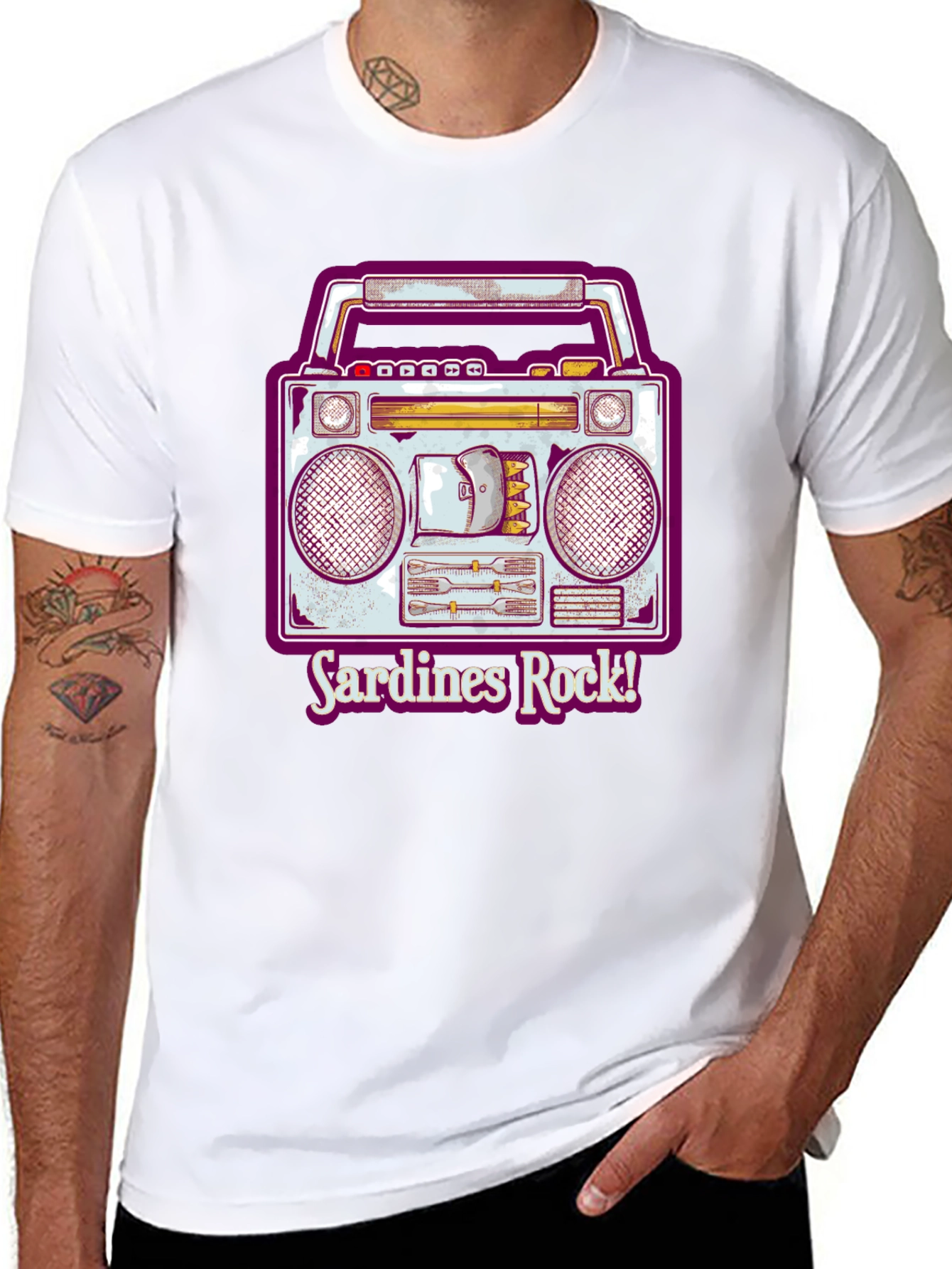 Sardines Rock Retro Boombox T-Shirt