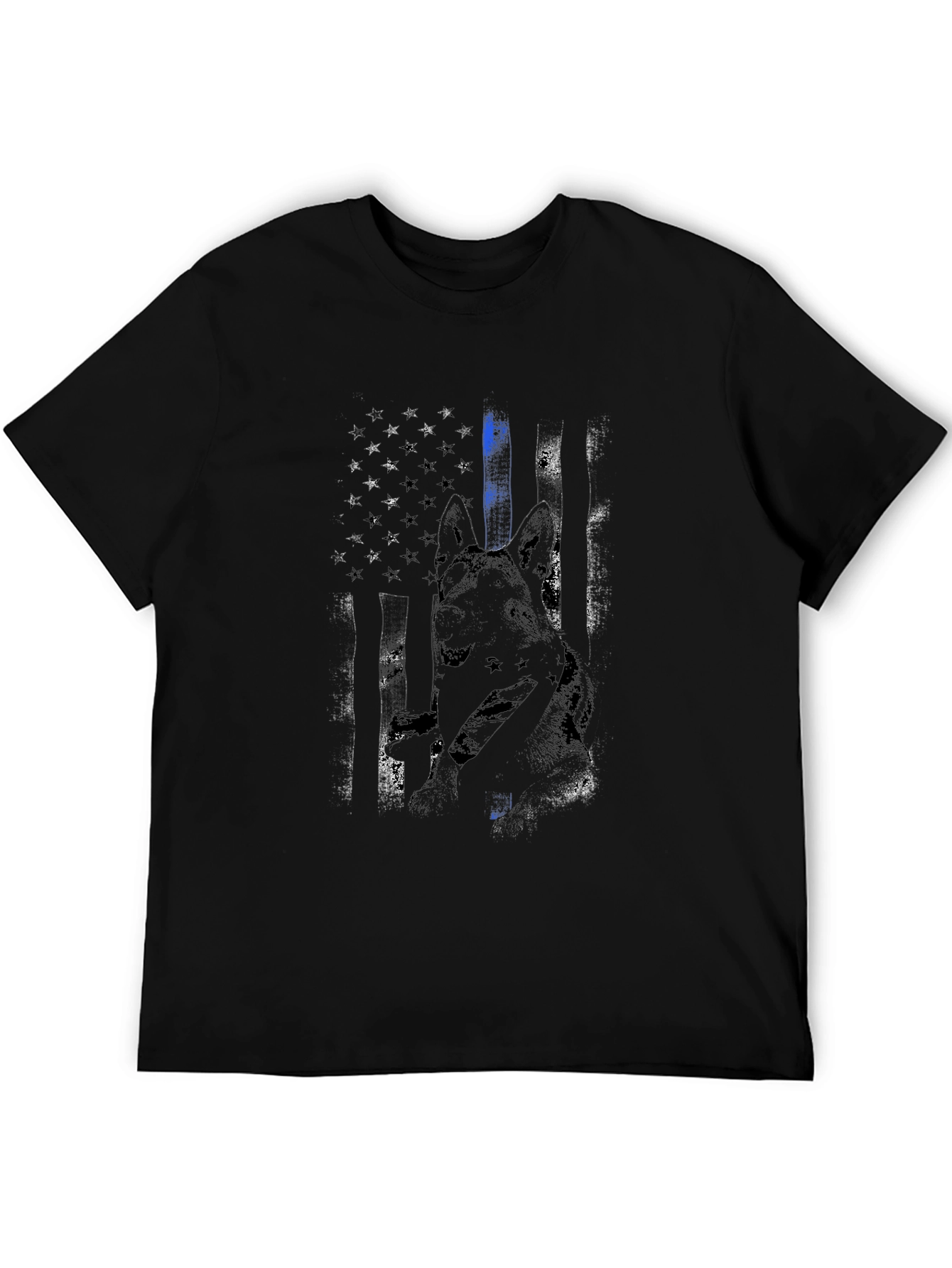 Thin Blue Line American Flag Dog T-Shirt
