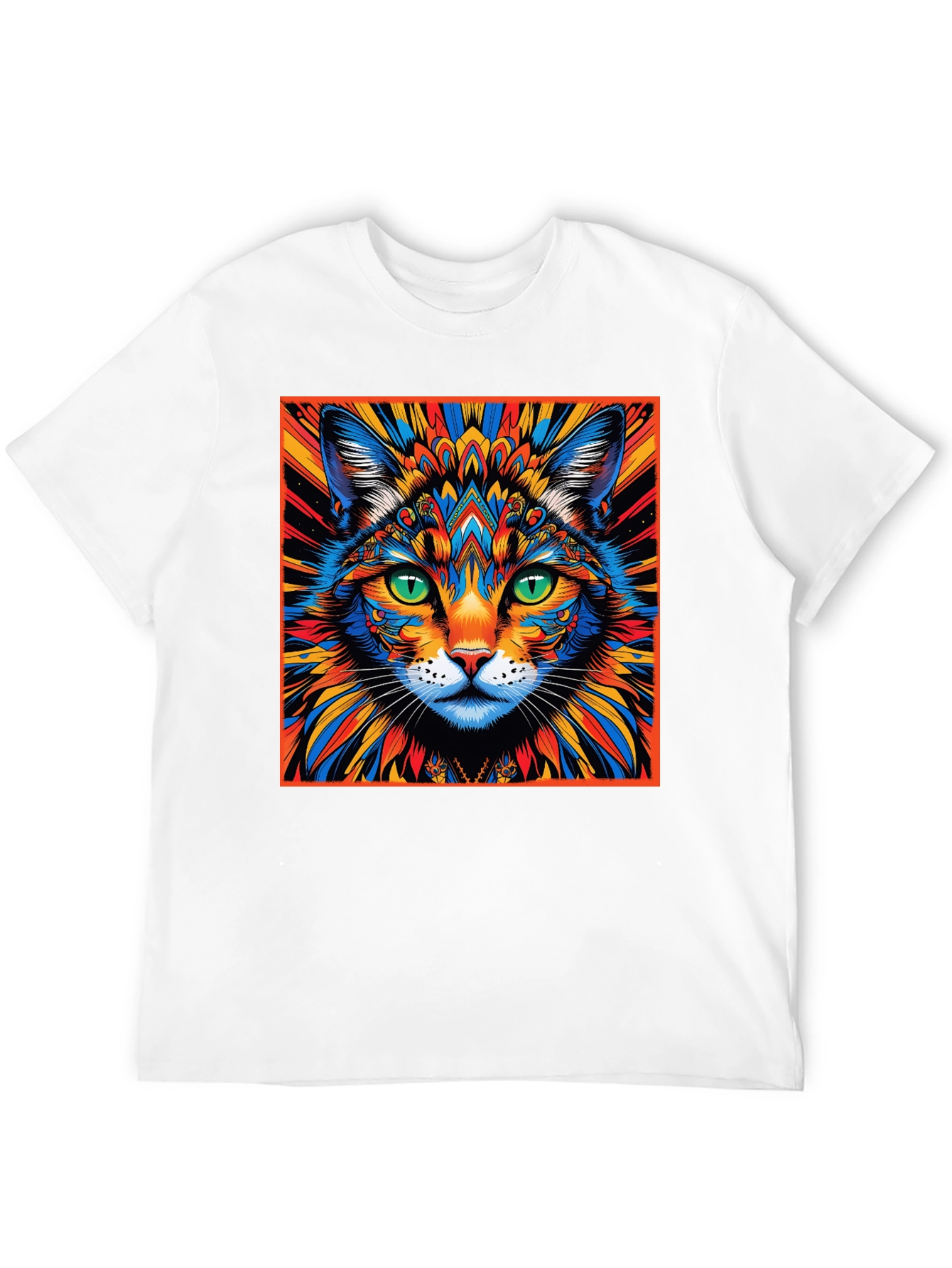 Psychedelic Cat Graphic Tee - Unique Design