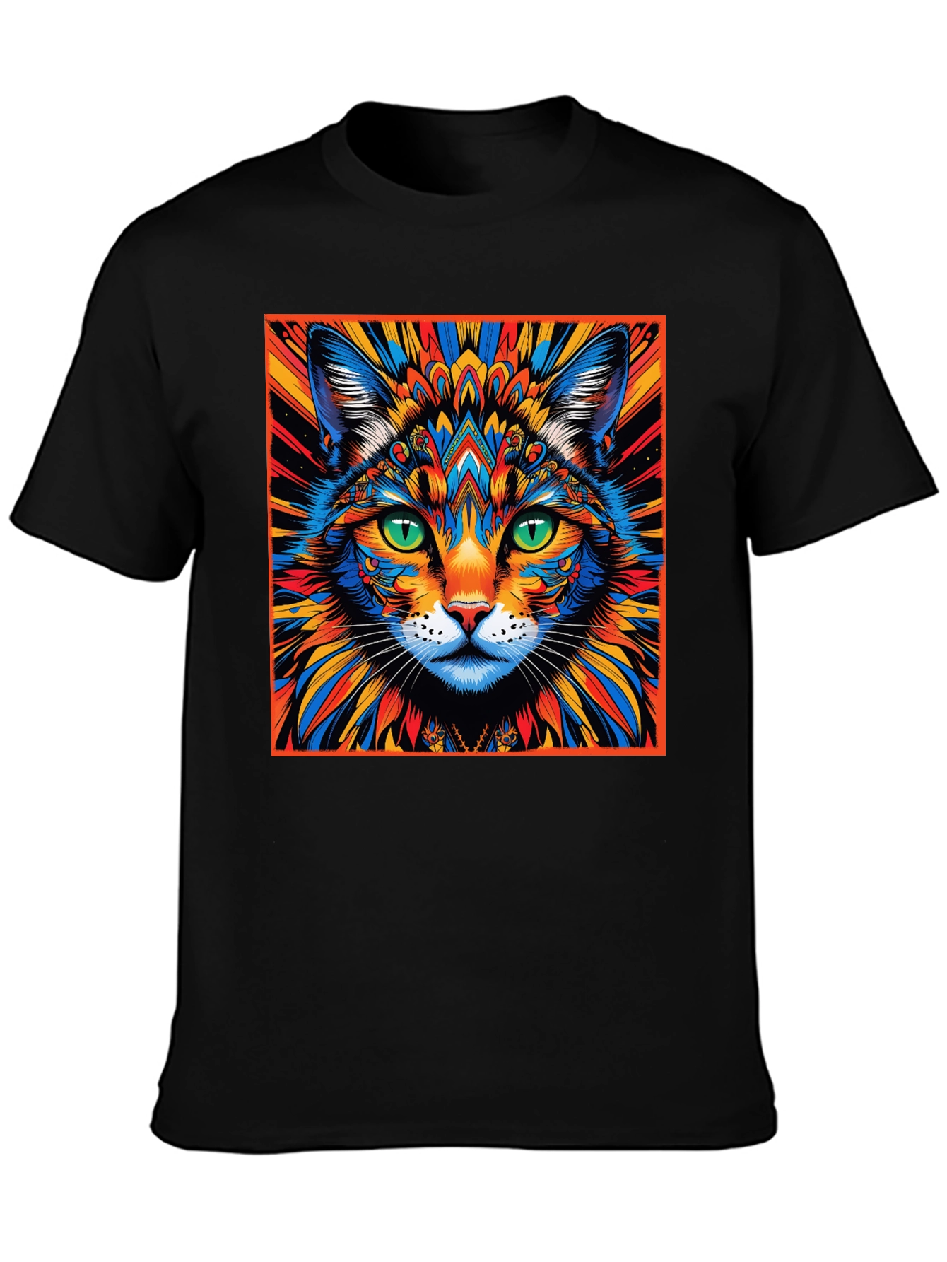 Psychedelic Cat Graphic Tee - Unique Design
