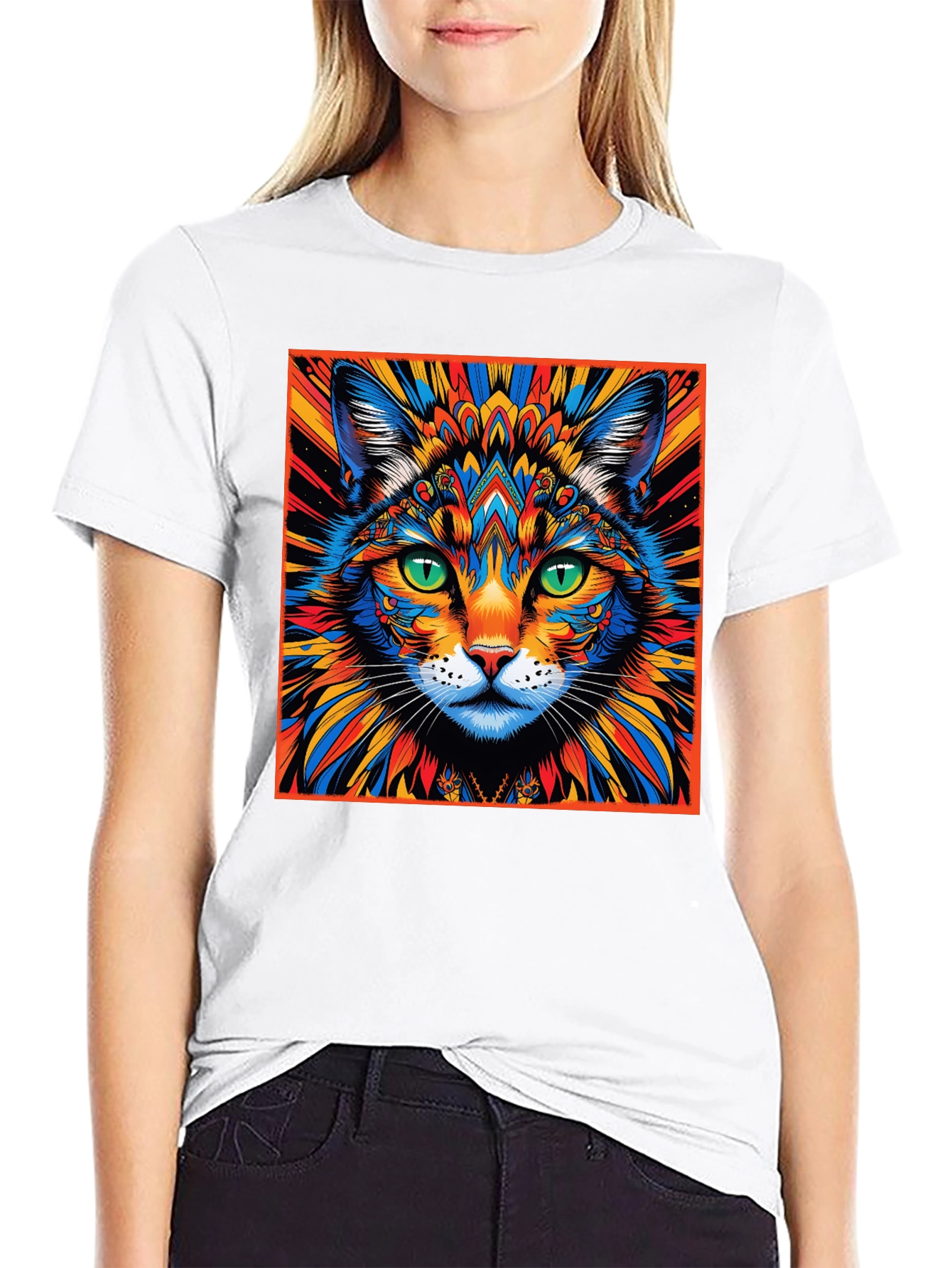 Psychedelic Cat Graphic Tee - Unique Design