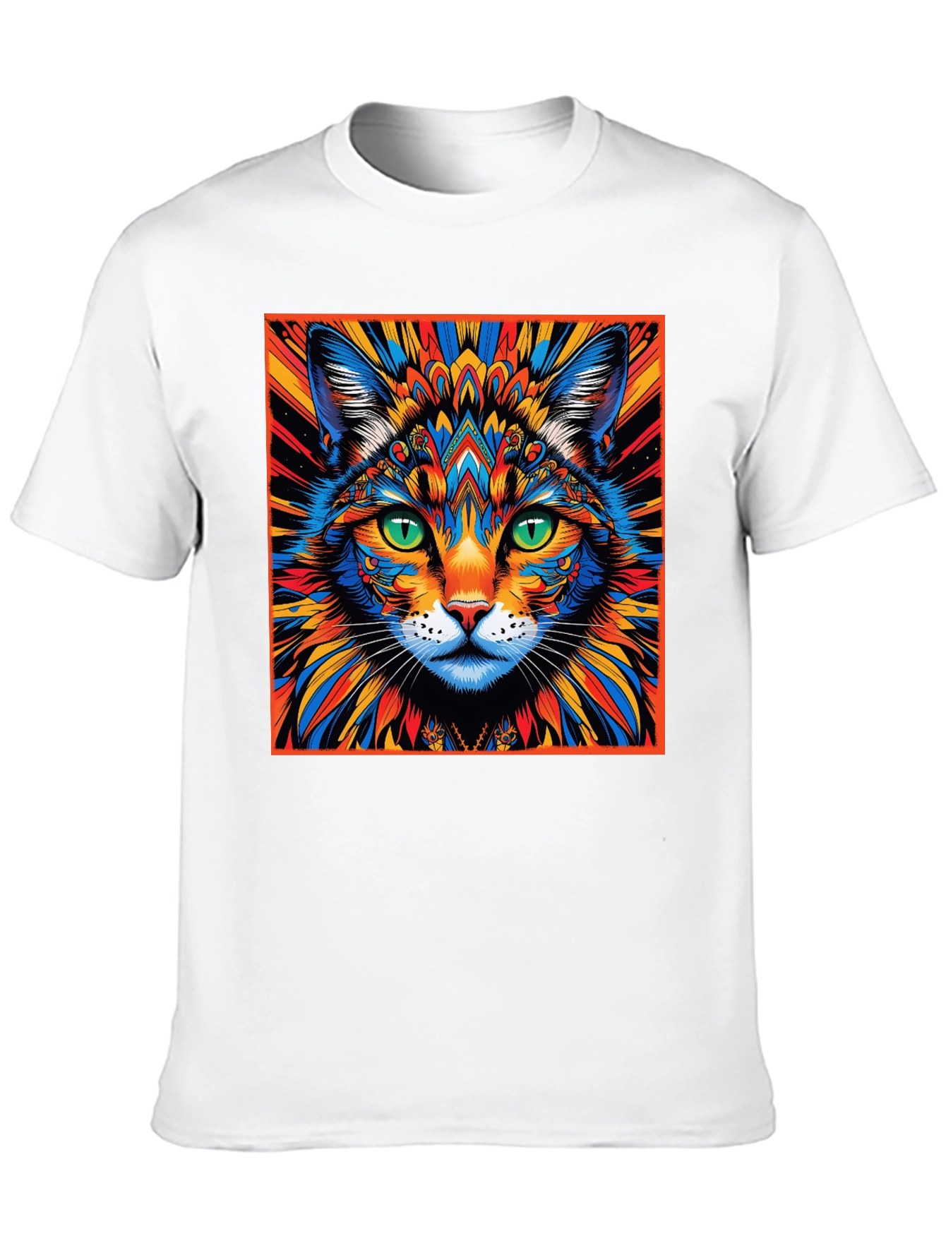Psychedelic Cat Graphic Tee - Unique Design