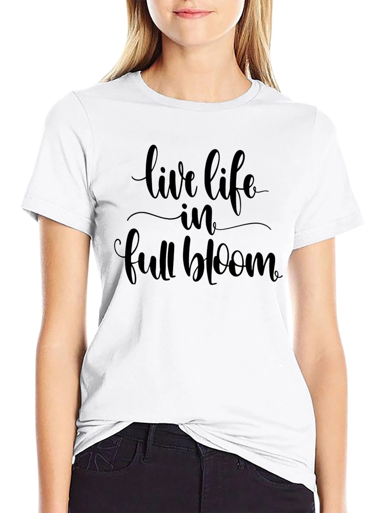 Live Life in Full Bloom Black Graphic Tee