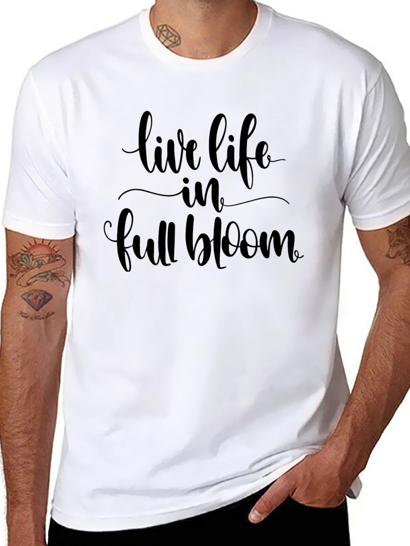 Live Life in Full Bloom Black Graphic Tee