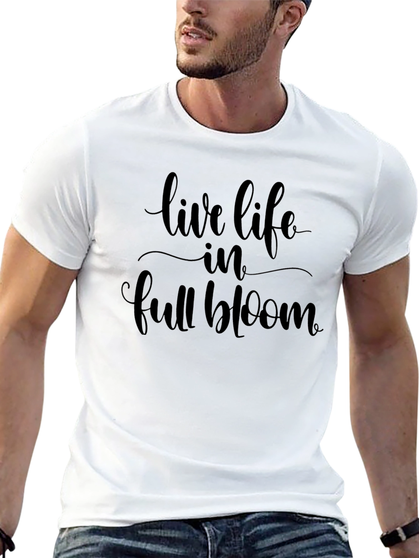 Live Life in Full Bloom Black Graphic Tee