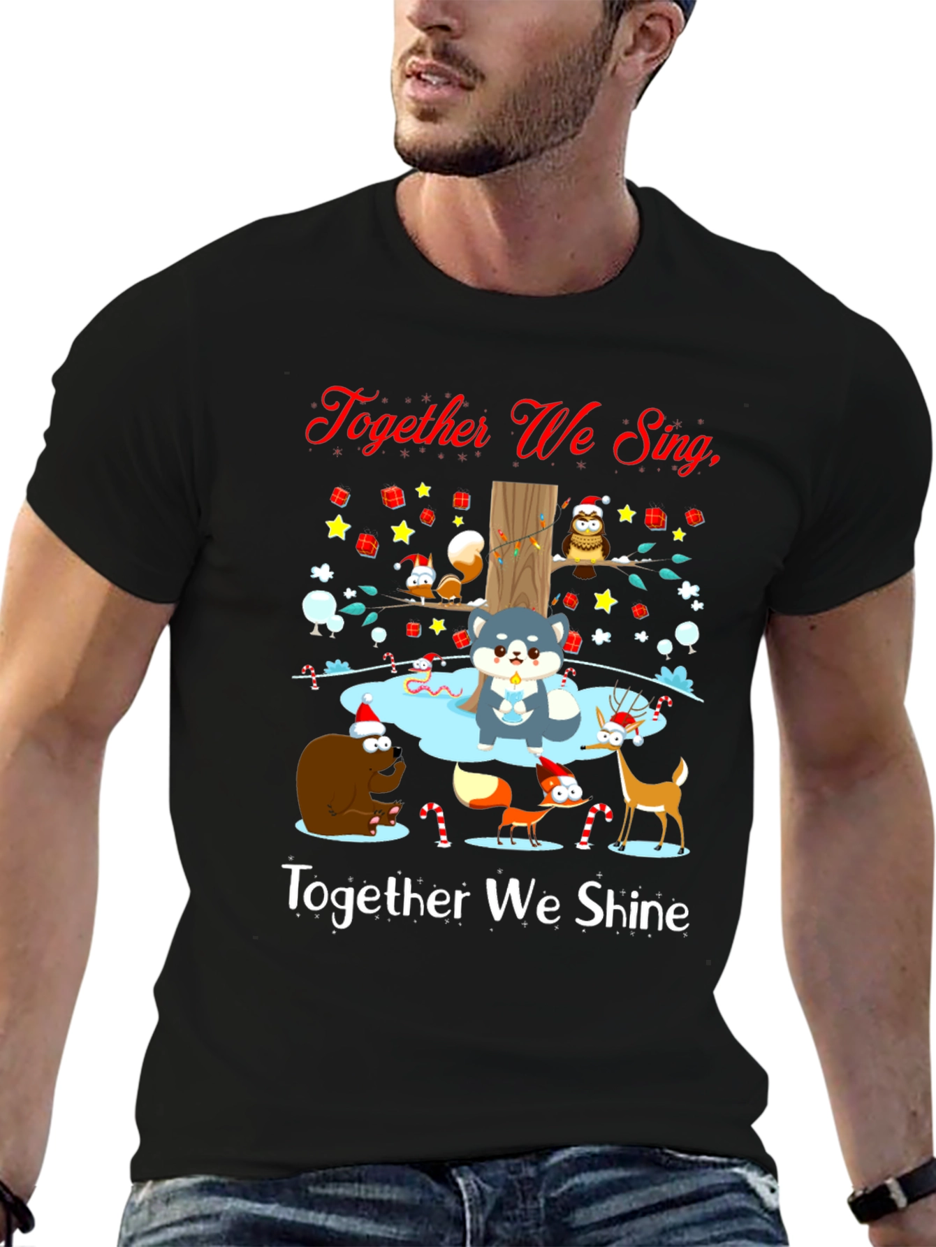 Festive Holiday Animals Graphic Tee