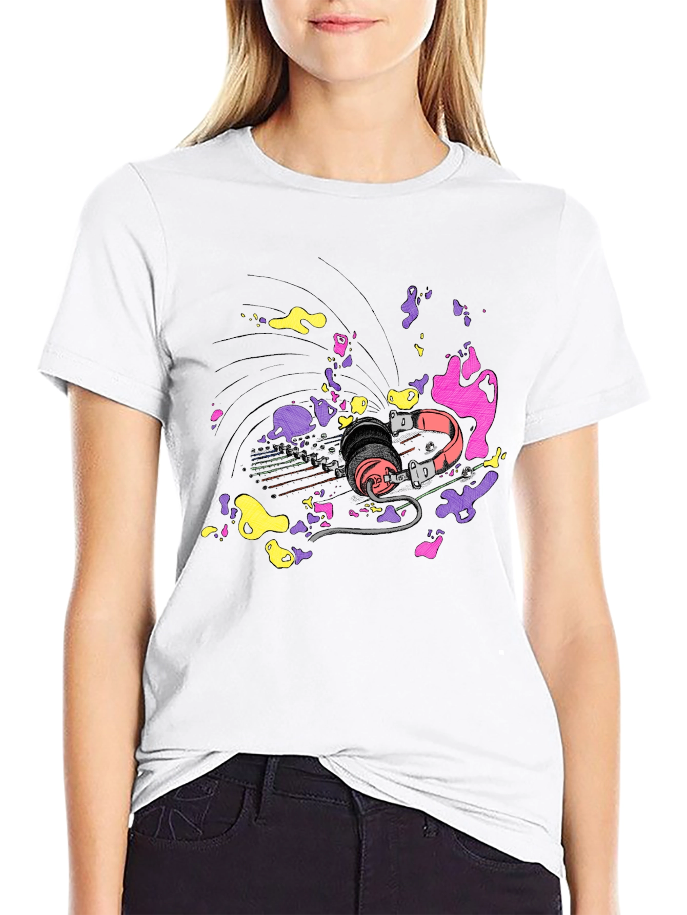 Vibrant Headphones Graphic T-Shirt