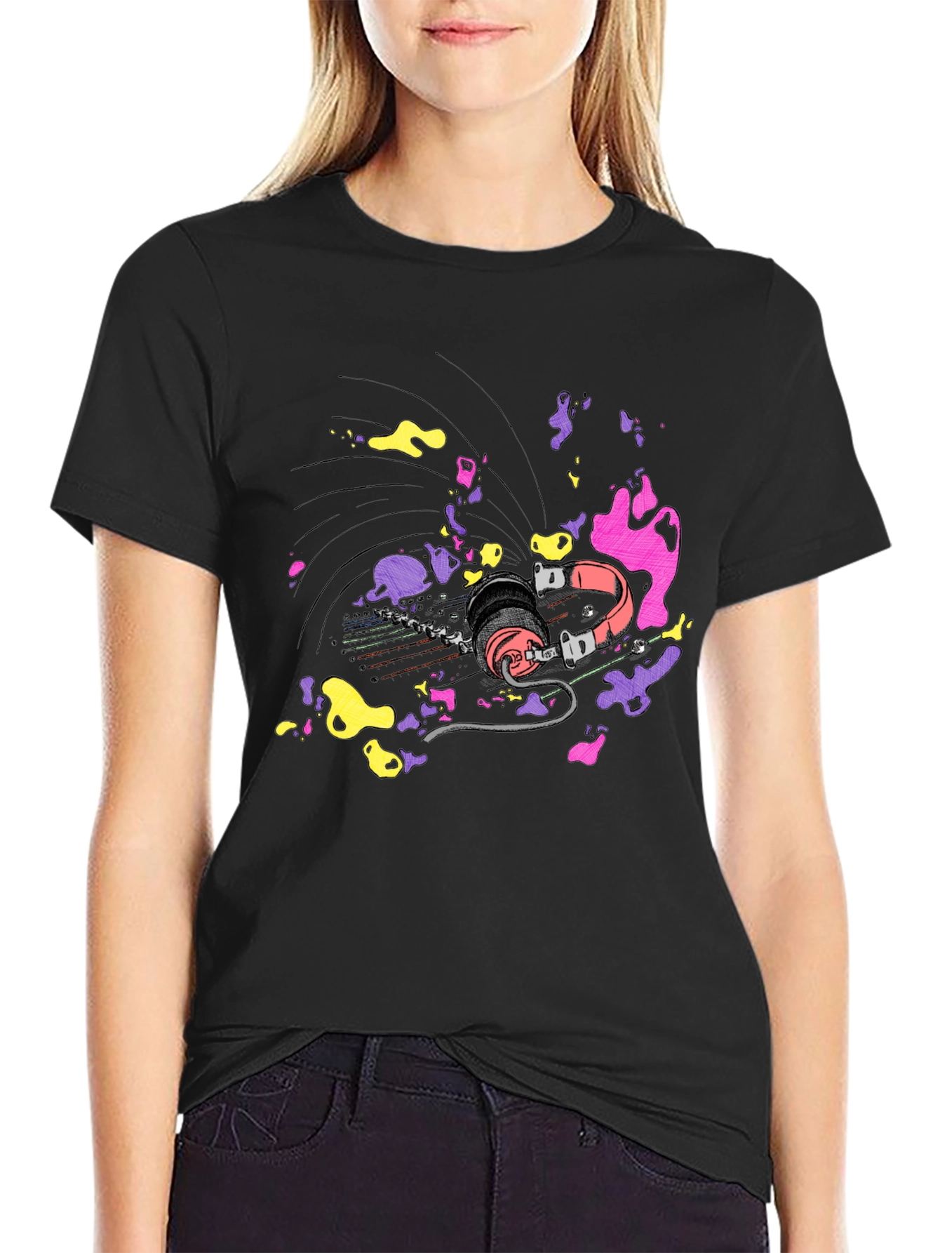 Vibrant Headphones Graphic T-Shirt