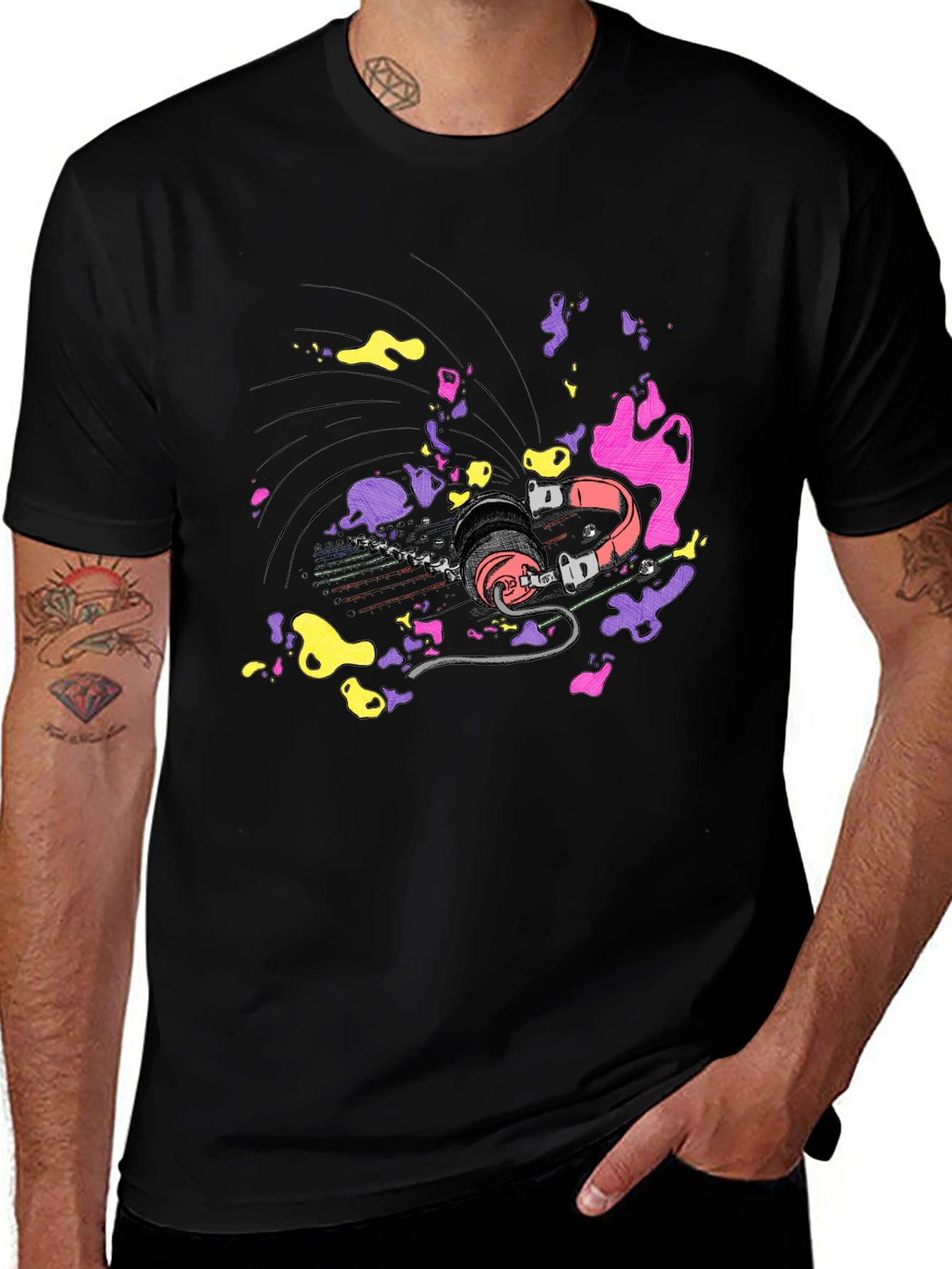 Vibrant Headphones Graphic T-Shirt