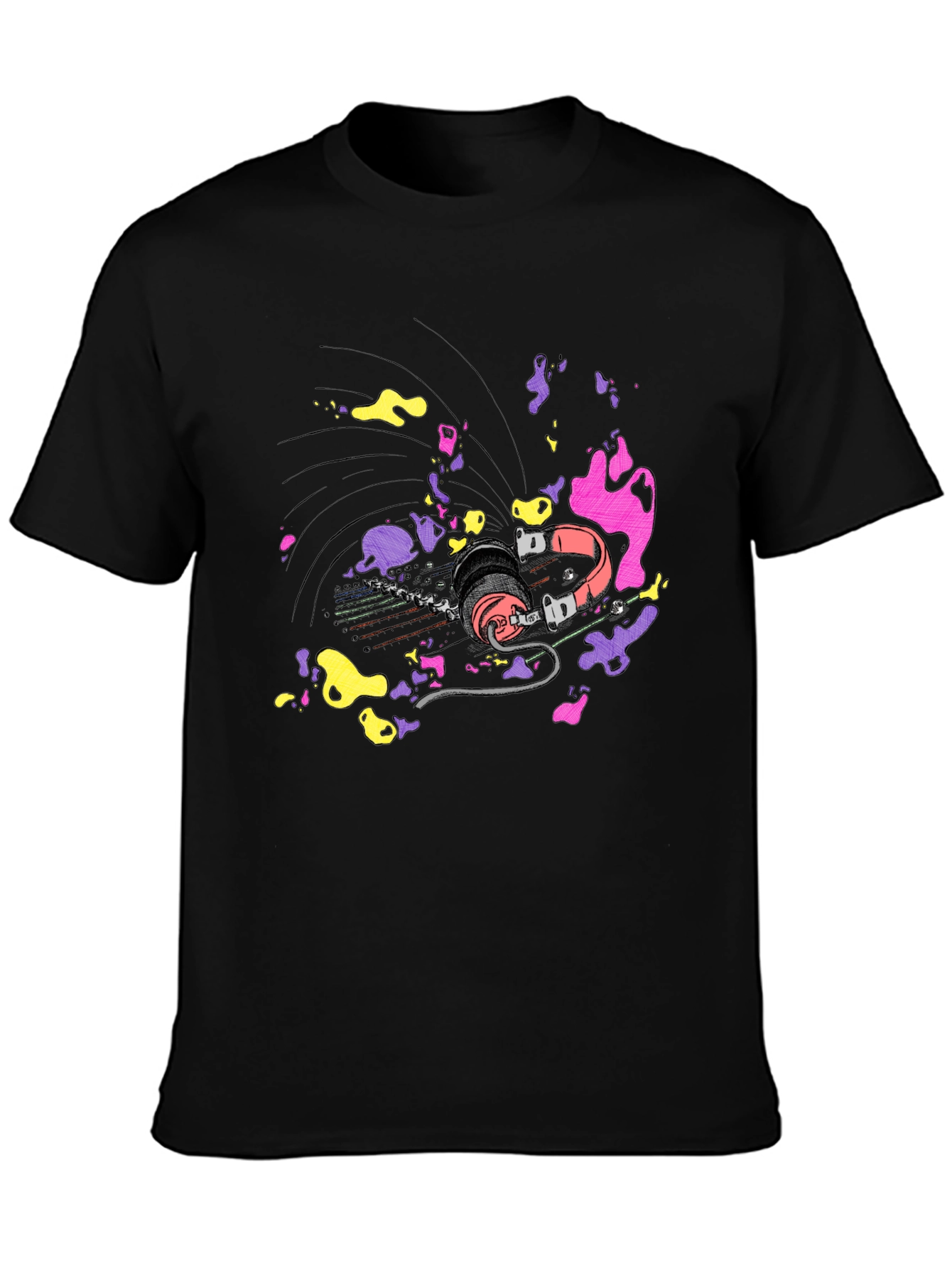 Vibrant Headphones Graphic T-Shirt