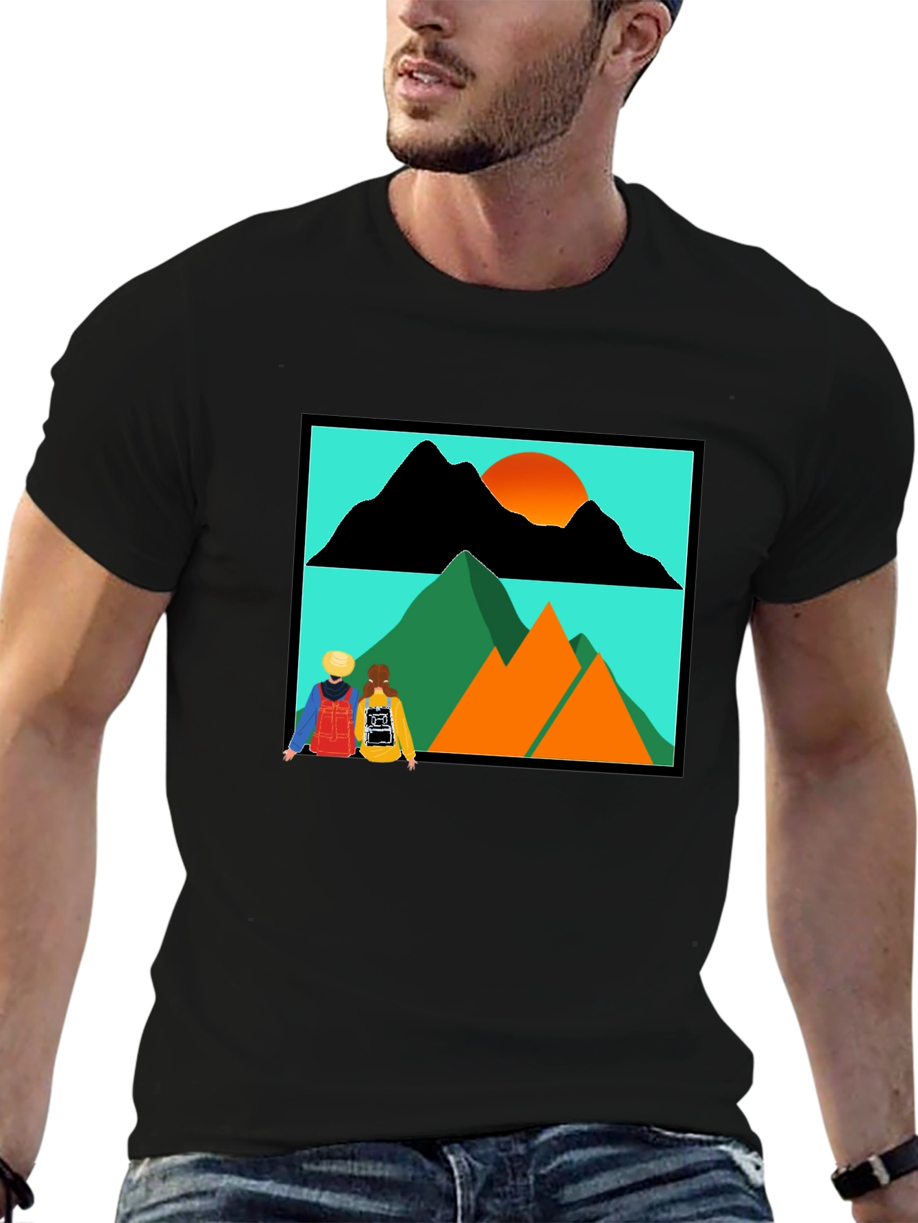 Mountain Adventure Graphic Tee - Unisex Black T-Shirt