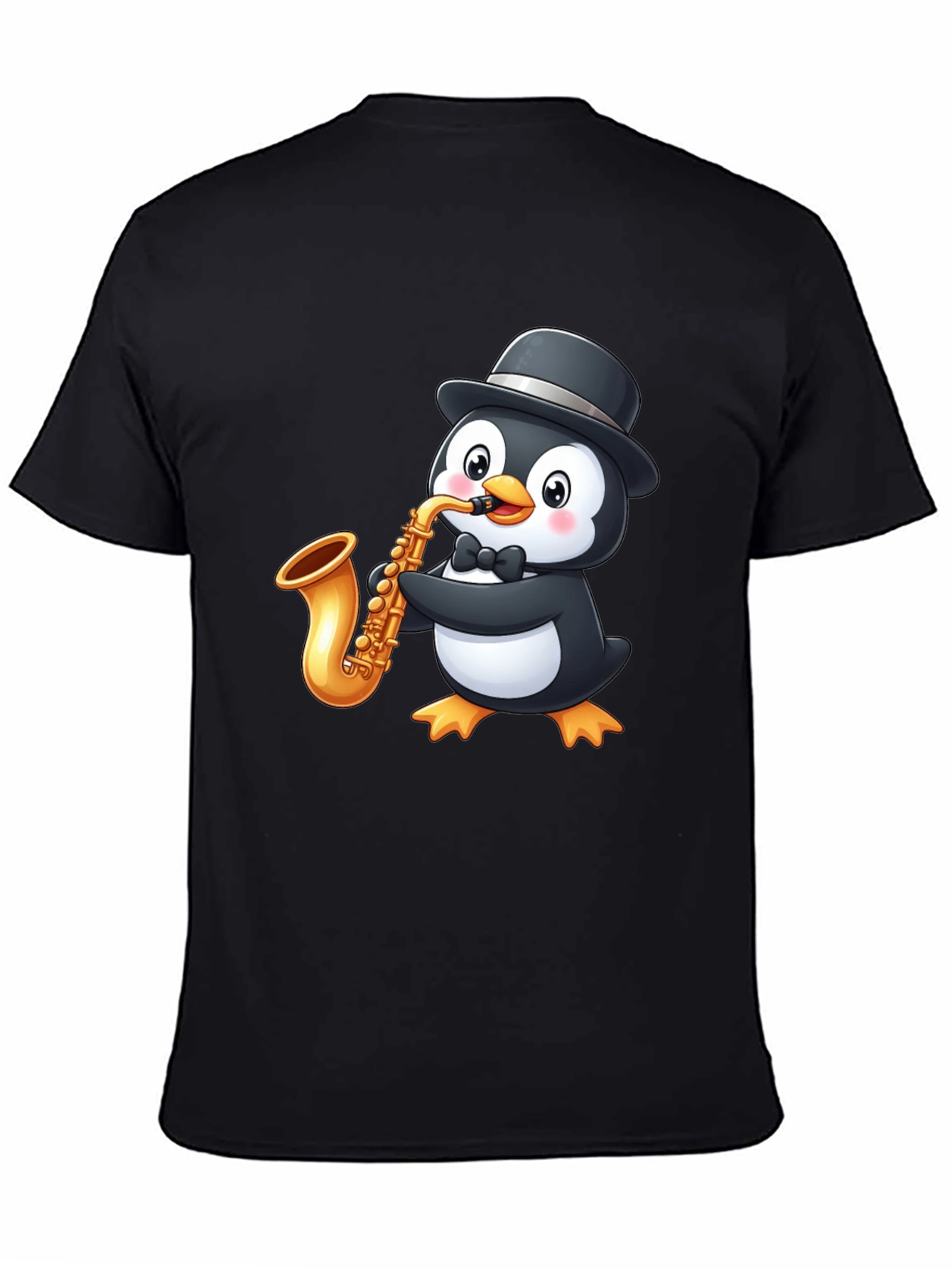 Penguin Saxophone Player Graphic T-Shirt