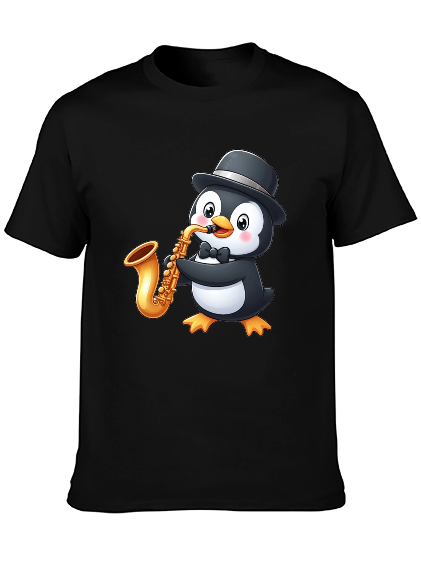 Penguin Saxophone Player Graphic T-Shirt
