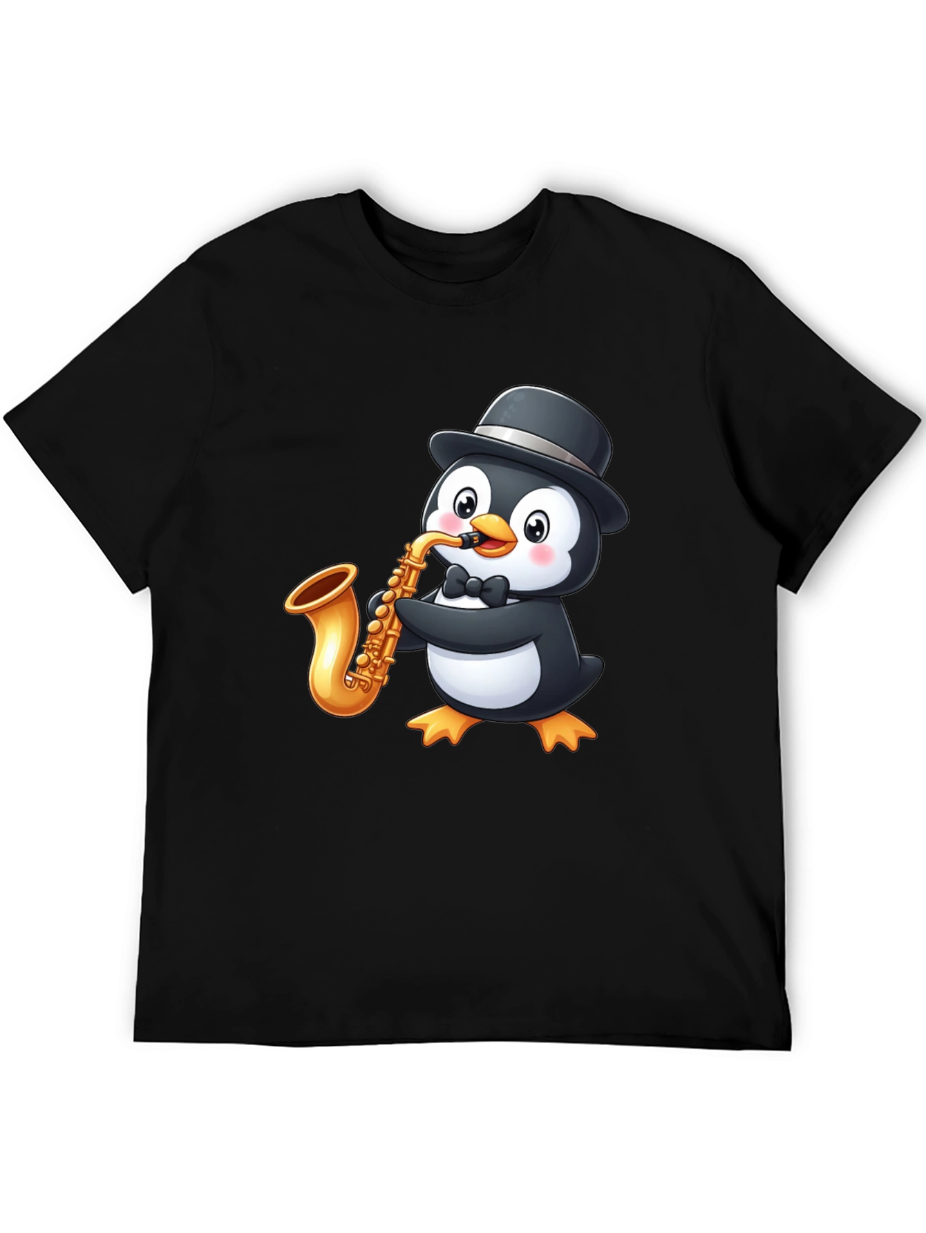 Penguin Saxophone Player Graphic T-Shirt