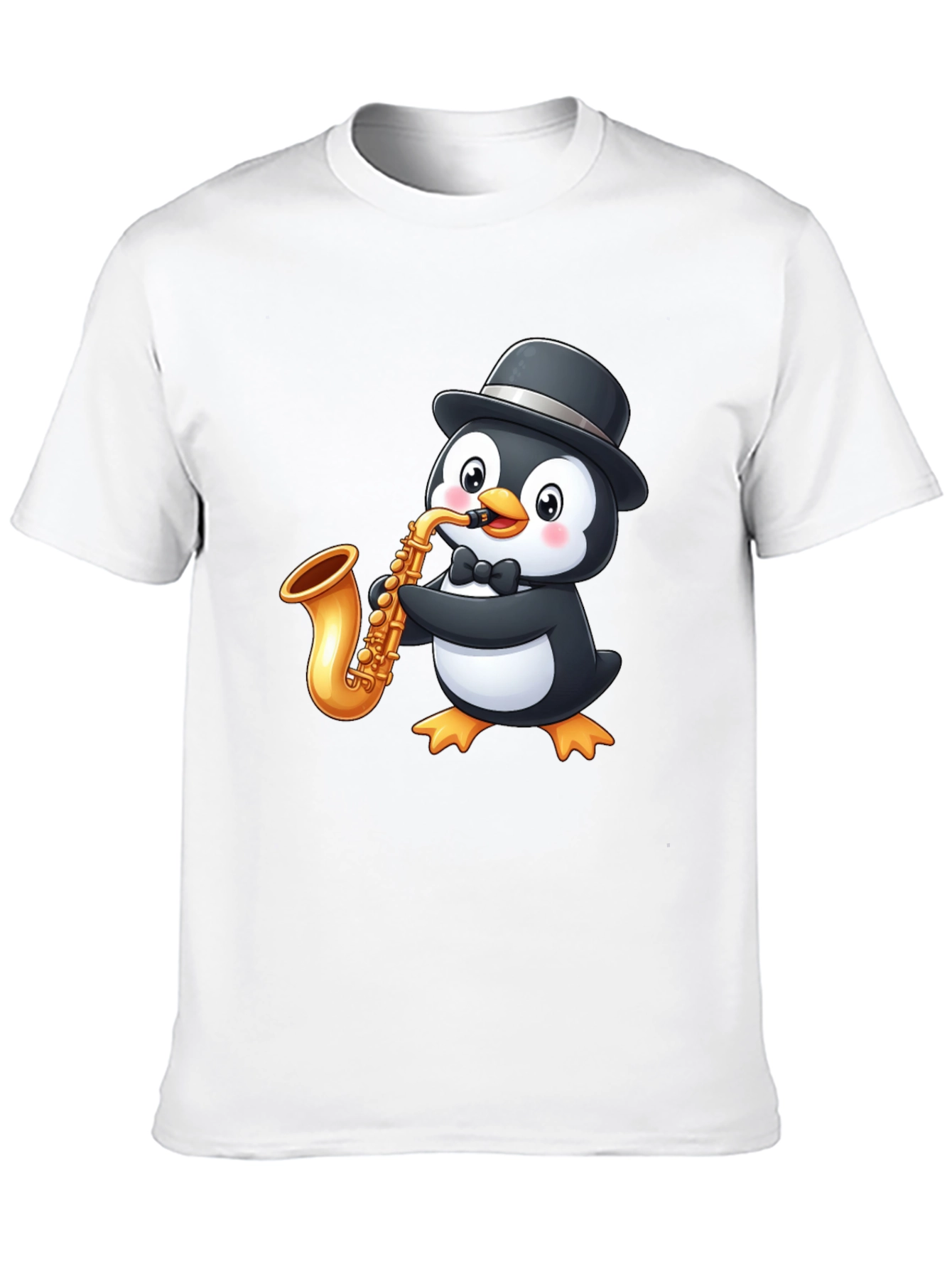 Penguin Saxophone Player Graphic T-Shirt