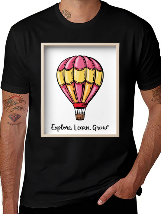 Explore Learn Grow T-Shirt with Hot Air Balloon Design