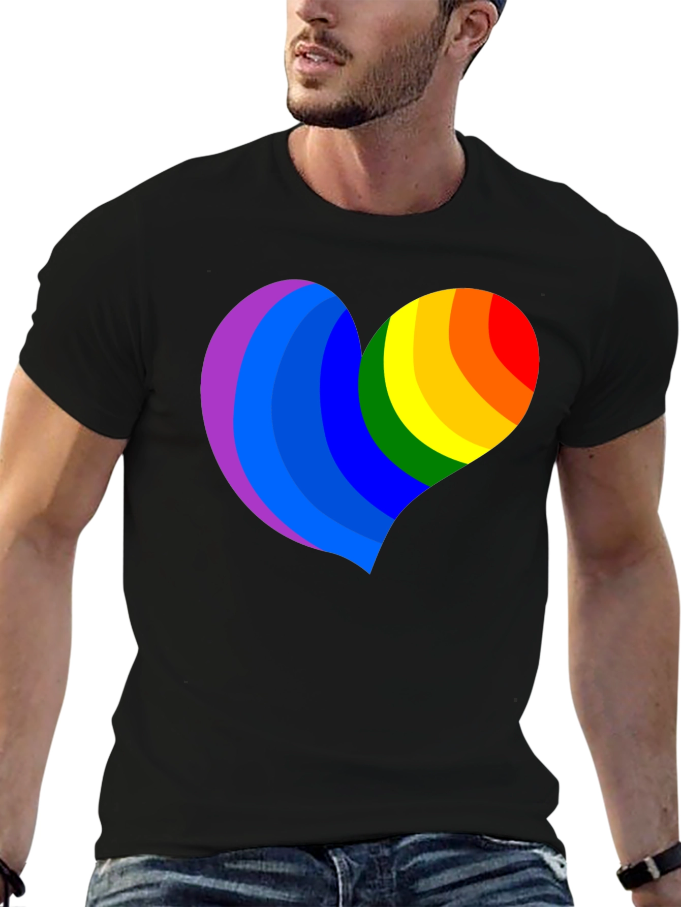 Pride Heart Graphic Black T-Shirt
