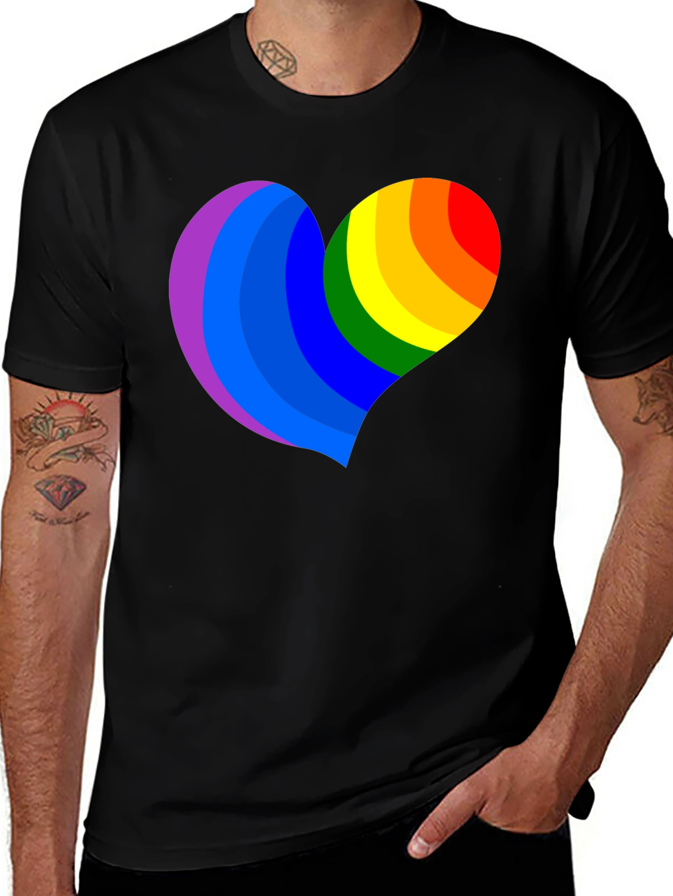 Pride Heart Graphic Black T-Shirt