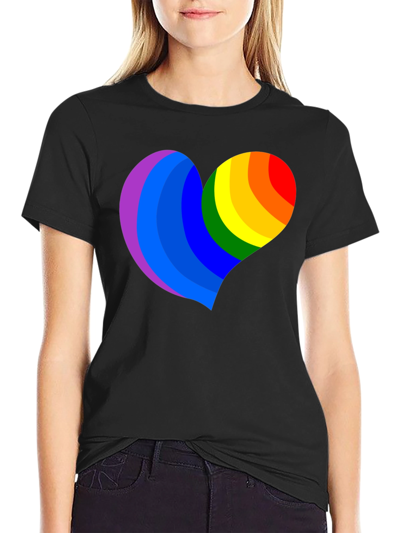 Pride Heart Graphic Black T-Shirt