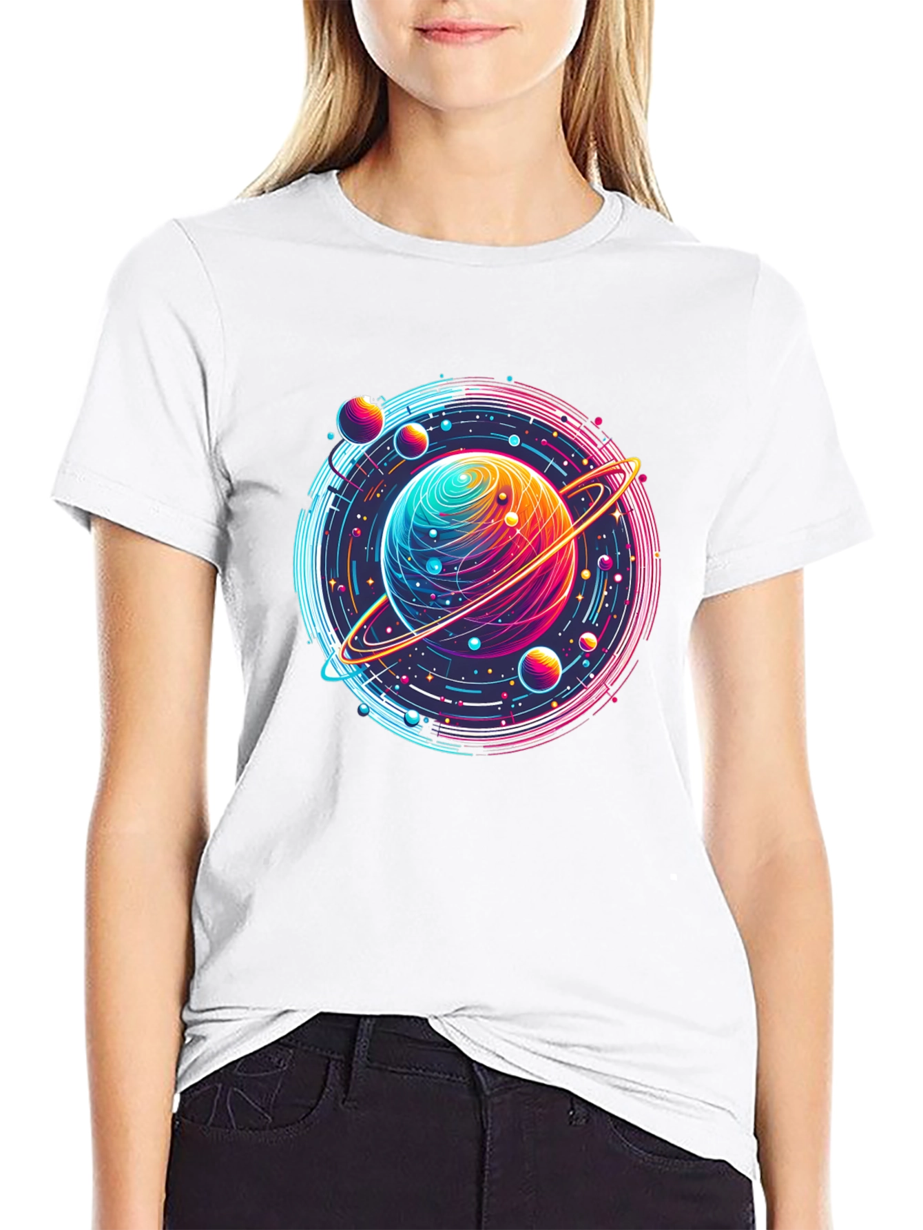 Neon Planet T-Shirt - Space Graphic Tee