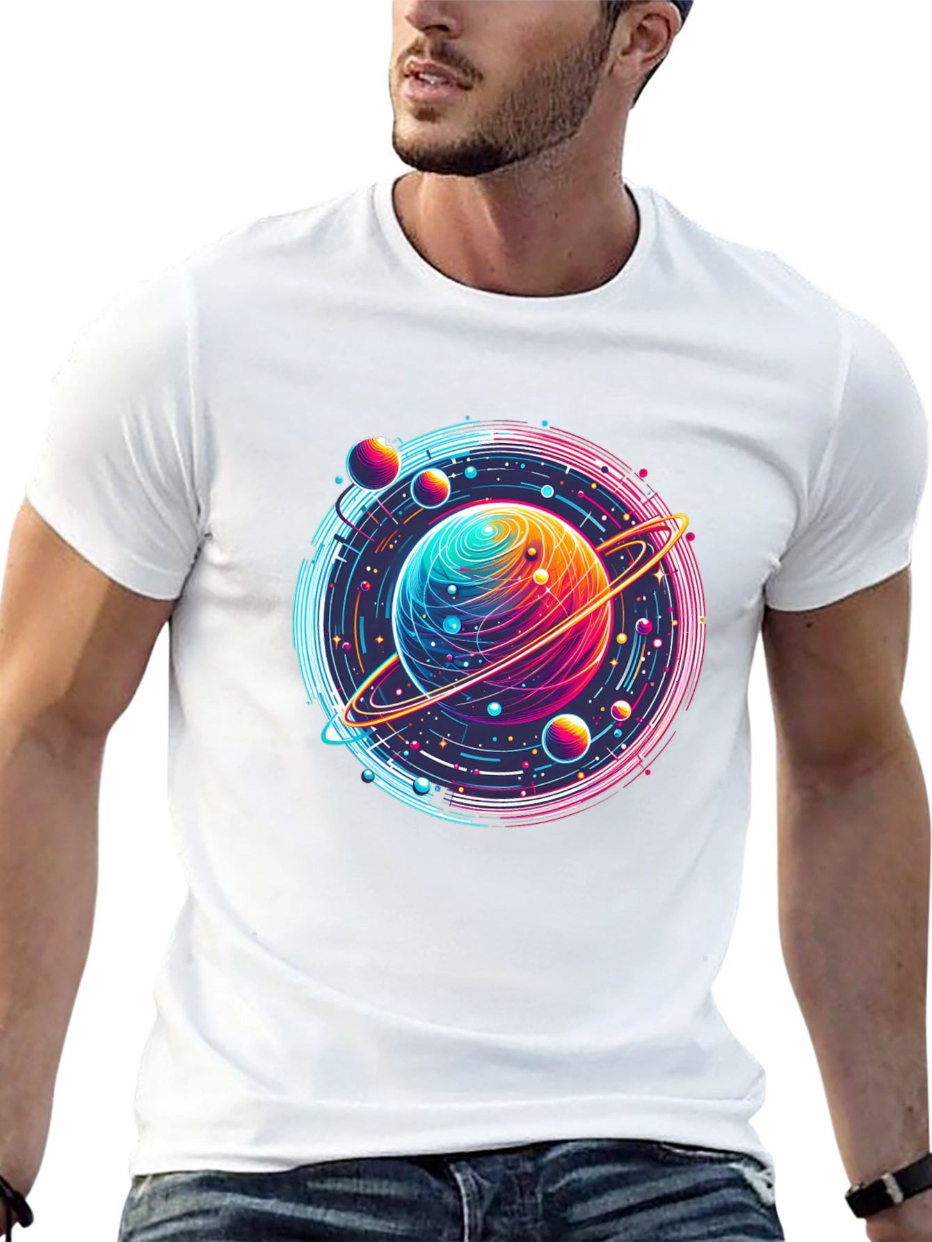 Neon Planet T-Shirt - Space Graphic Tee
