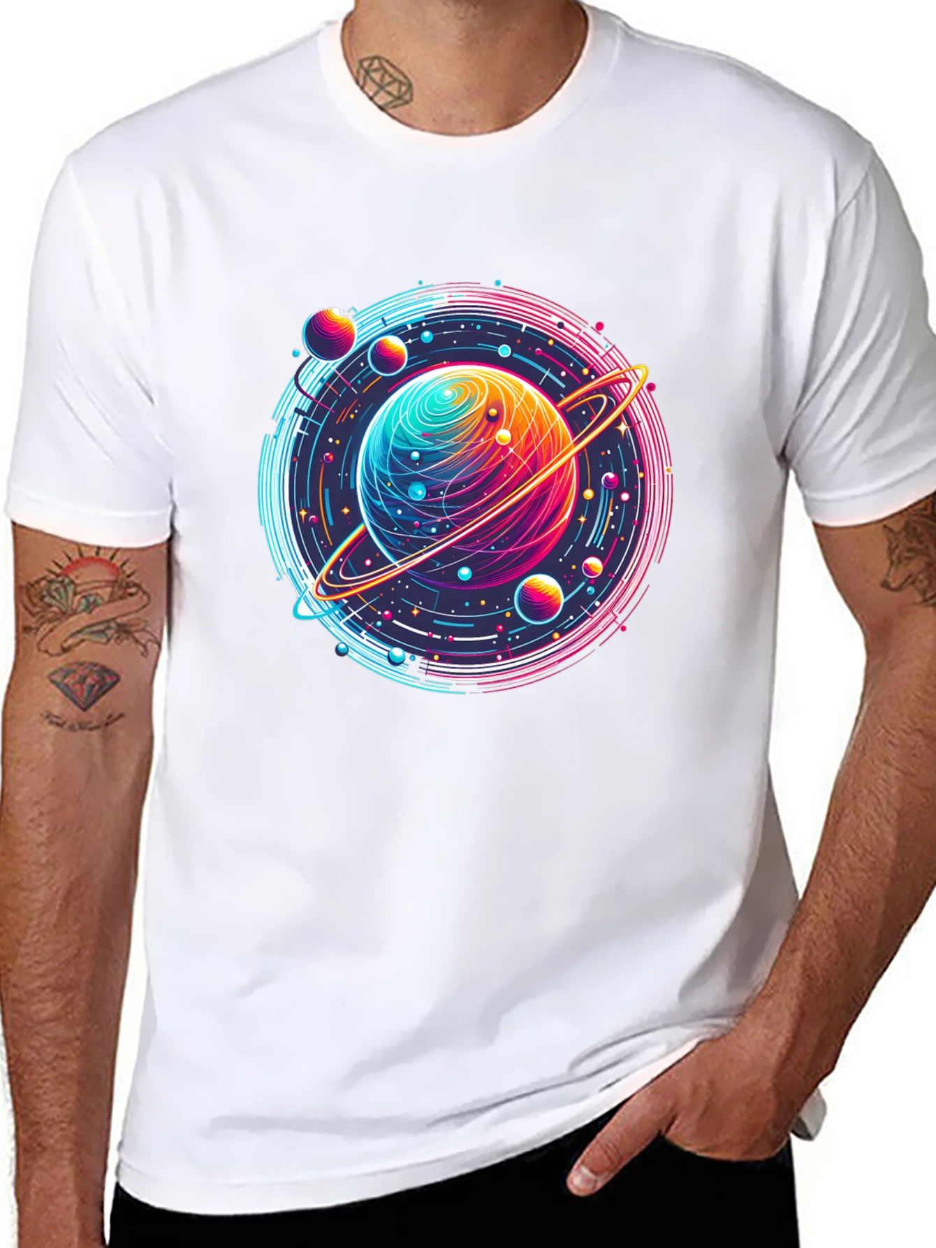 Neon Planet T-Shirt - Space Graphic Tee