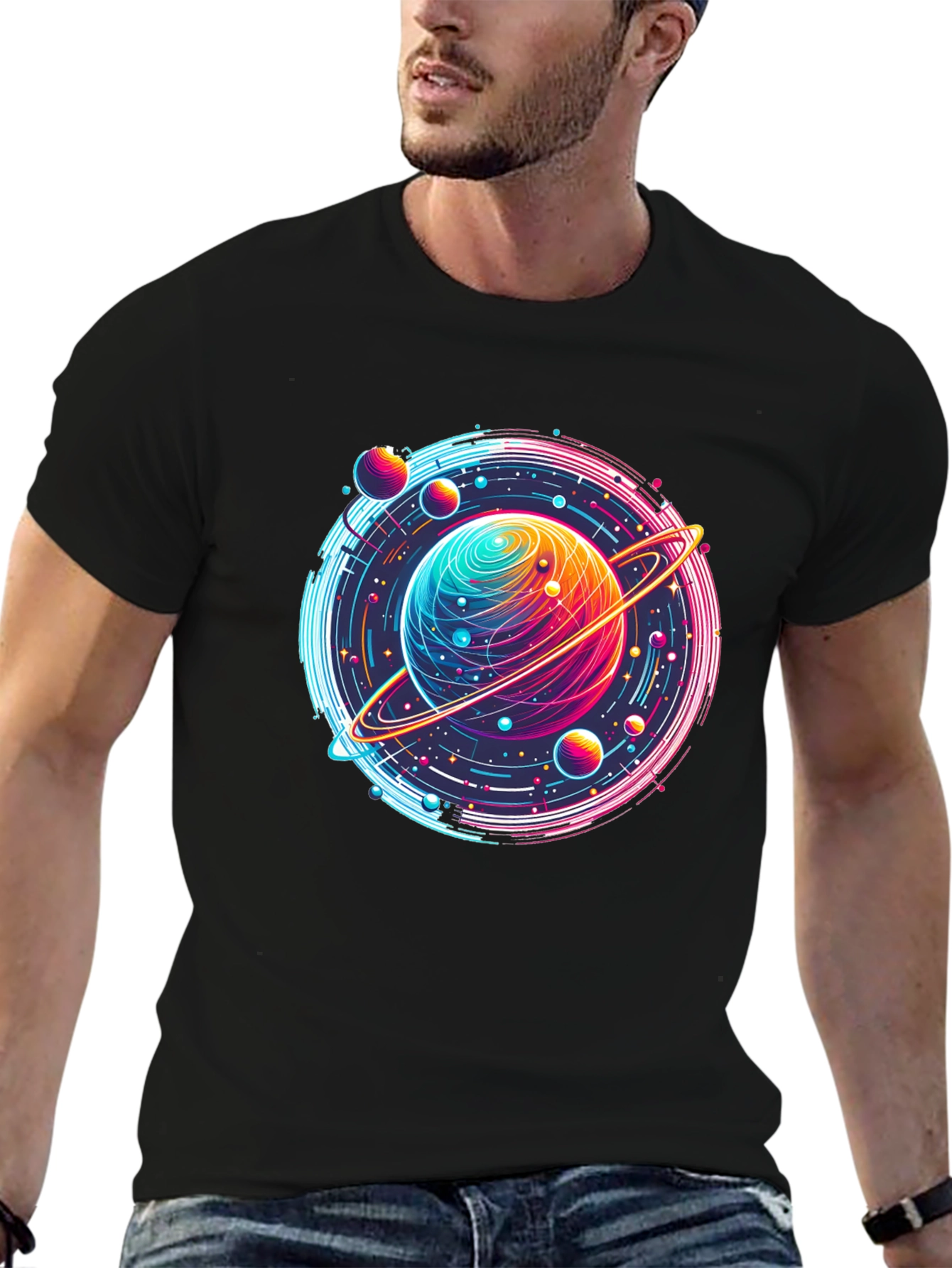 Neon Planet T-Shirt - Space Graphic Tee