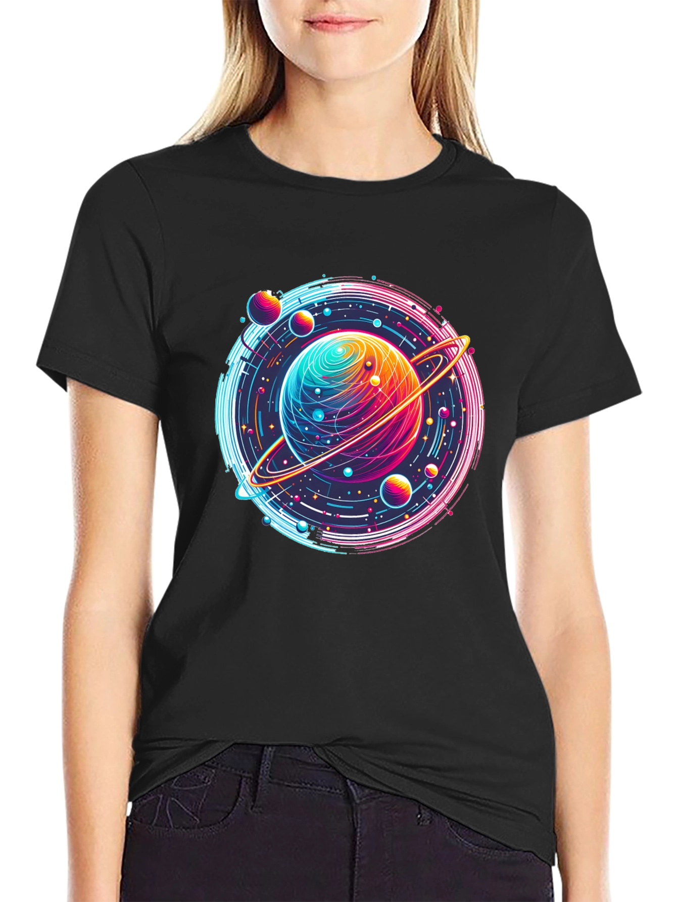 Neon Planet T-Shirt - Space Graphic Tee