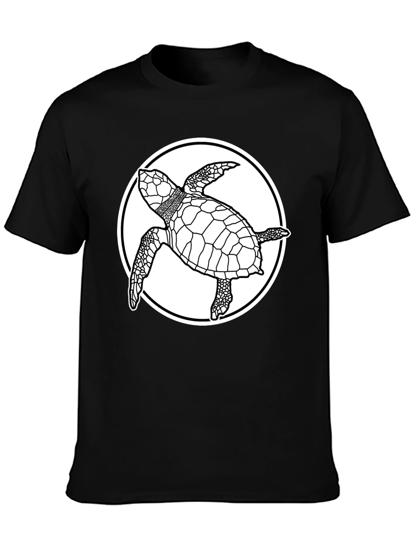 Sea Turtle Graphic Tee - Black Cotton T-Shirt