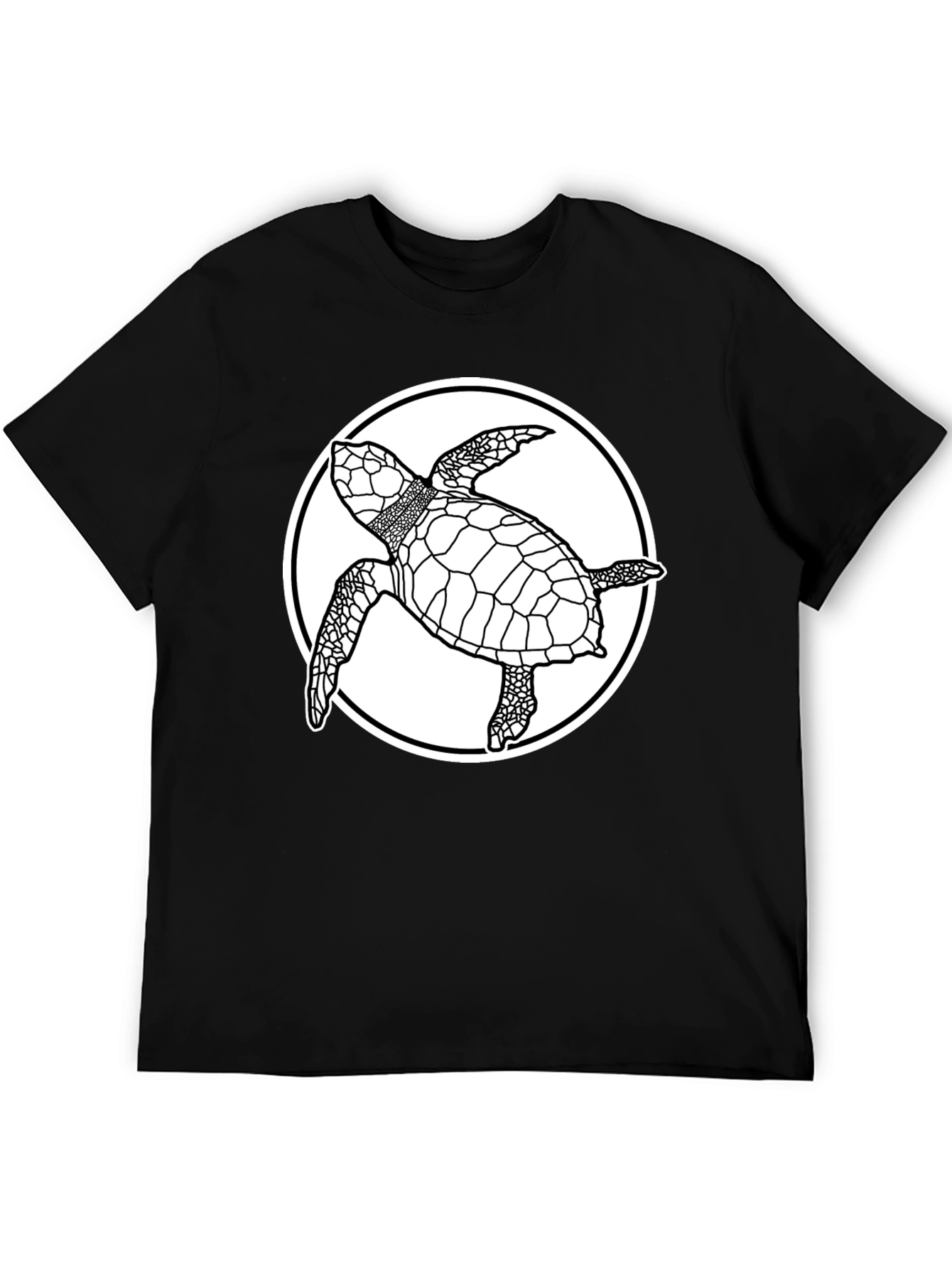 Sea Turtle Graphic Tee - Black Cotton T-Shirt