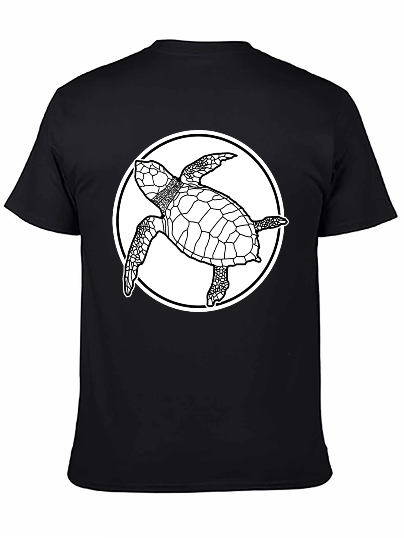 Sea Turtle Graphic Tee - Black Cotton T-Shirt