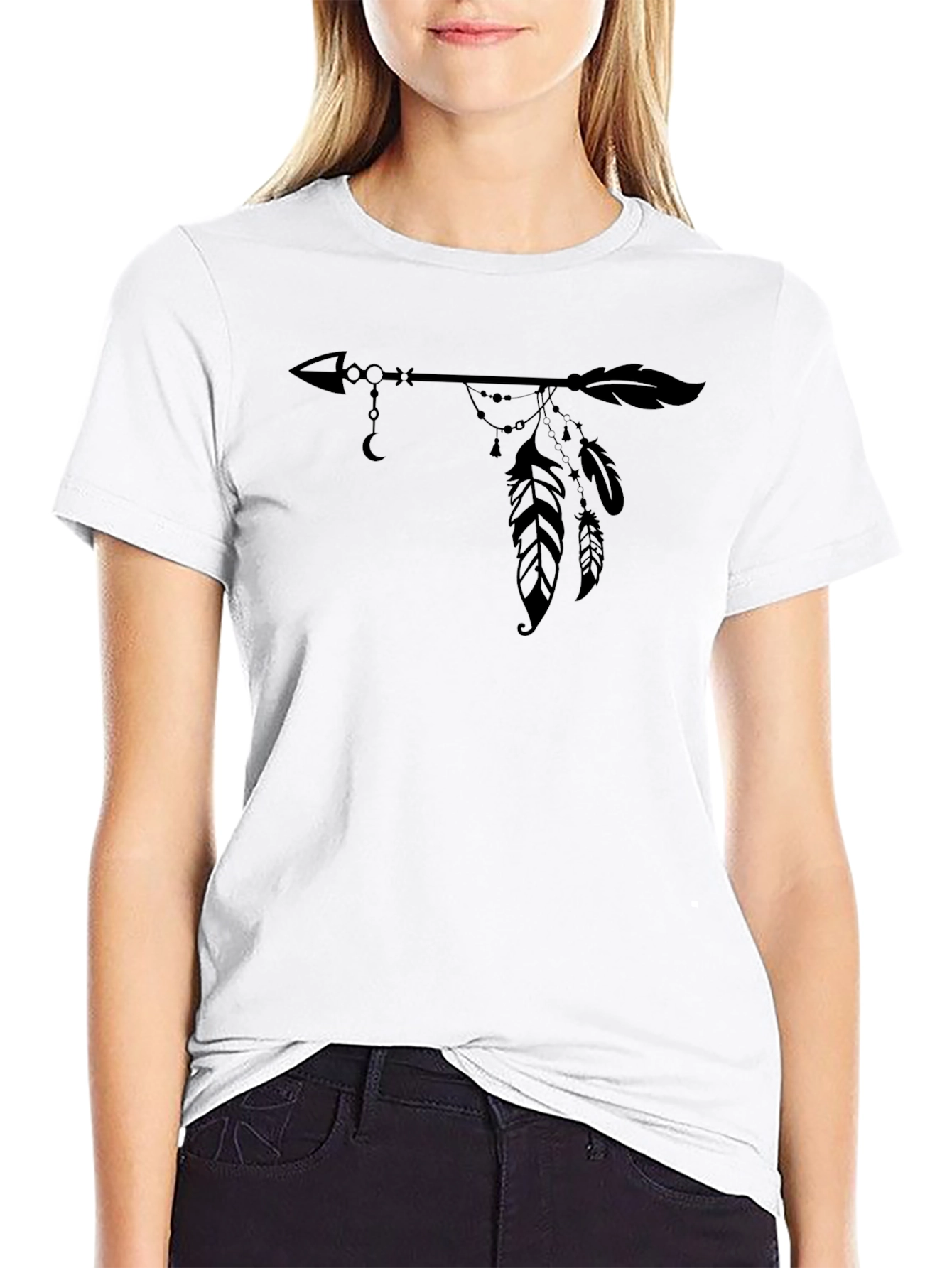 Black Arrow Feather Graphic T-Shirt