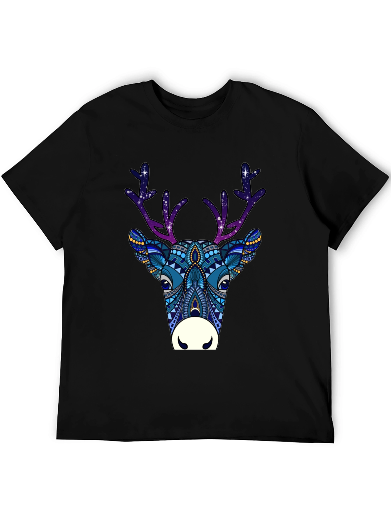 Abstract Deer Graphic Tee - Mens Black T-Shirt