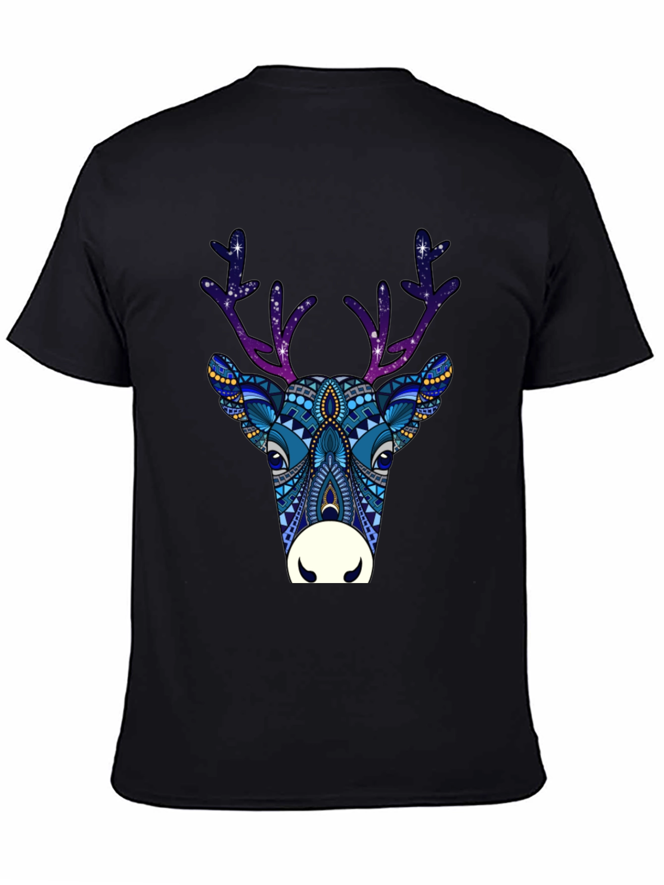 Abstract Deer Graphic Tee - Mens Black T-Shirt