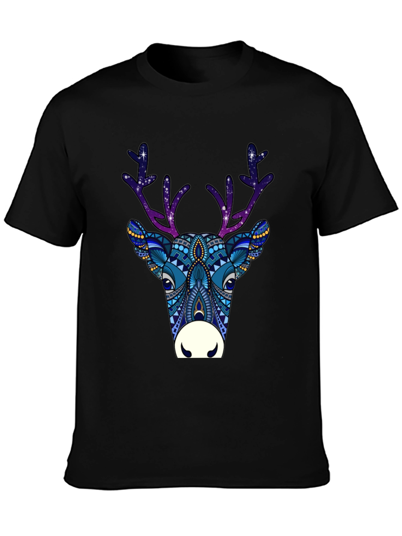 Abstract Deer Graphic Tee - Mens Black T-Shirt