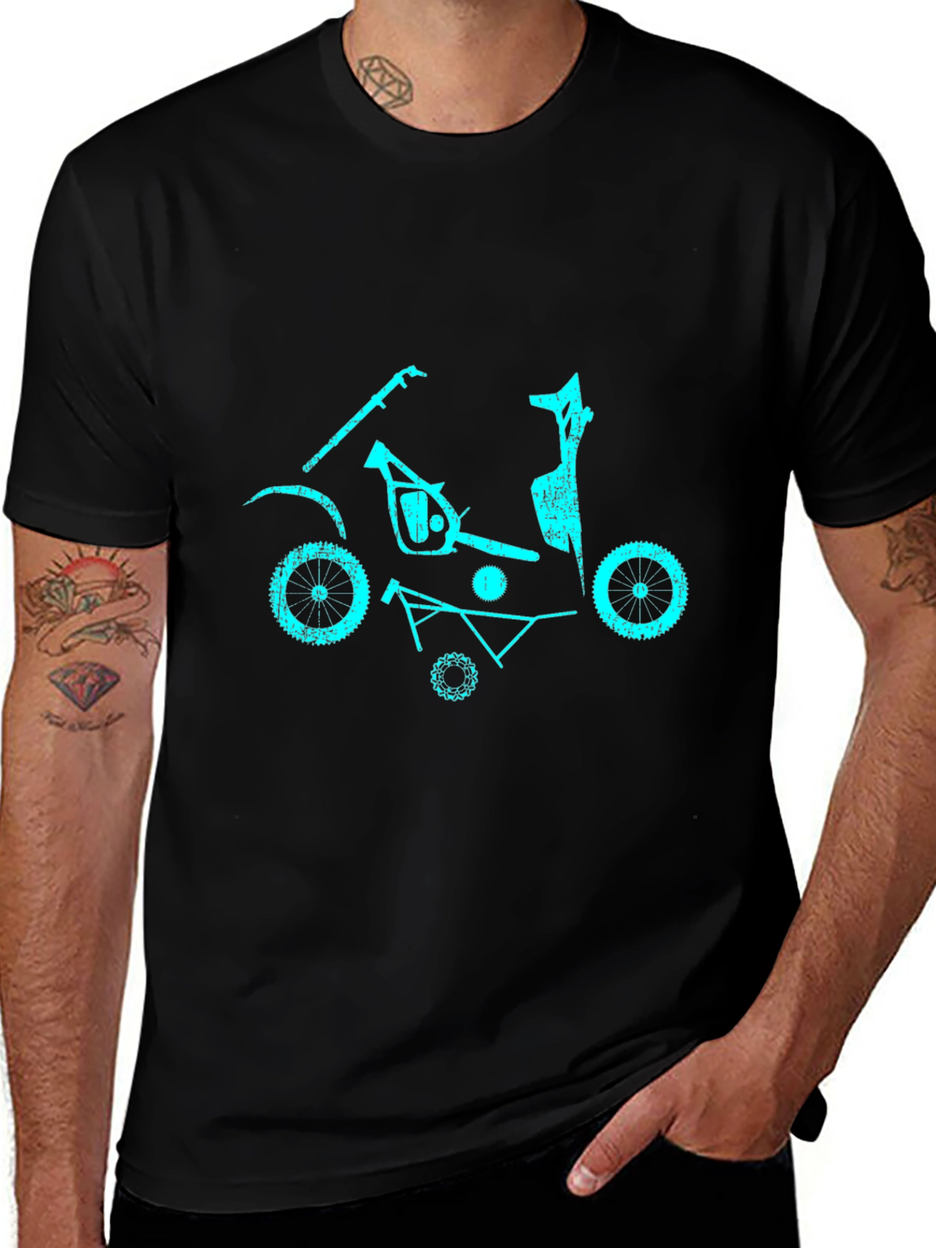 Cyan Scooter Parts Graphic T-Shirt