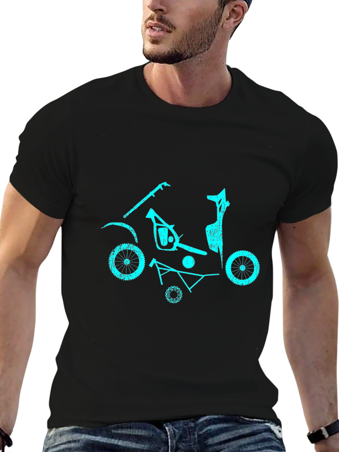 Cyan Scooter Parts Graphic T-Shirt