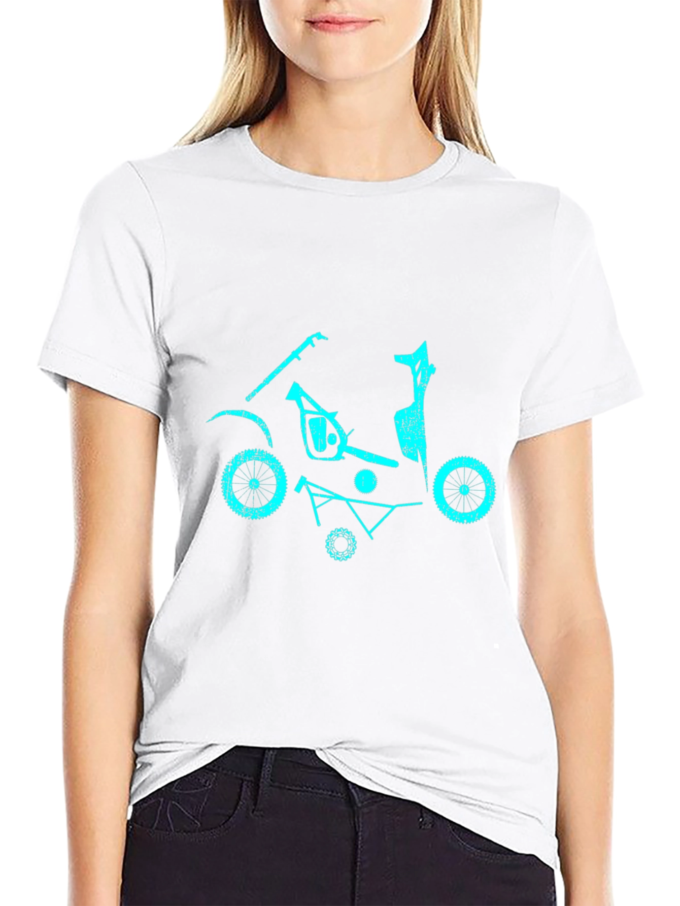 Cyan Scooter Parts Graphic T-Shirt