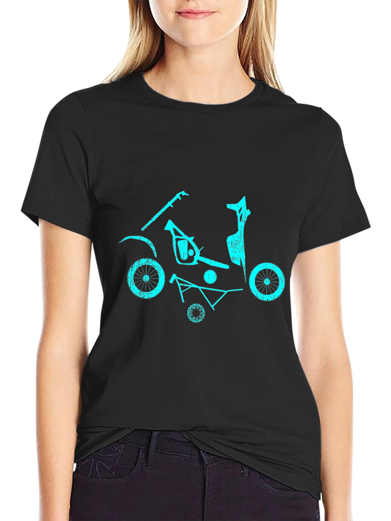 Cyan Scooter Parts Graphic T-Shirt
