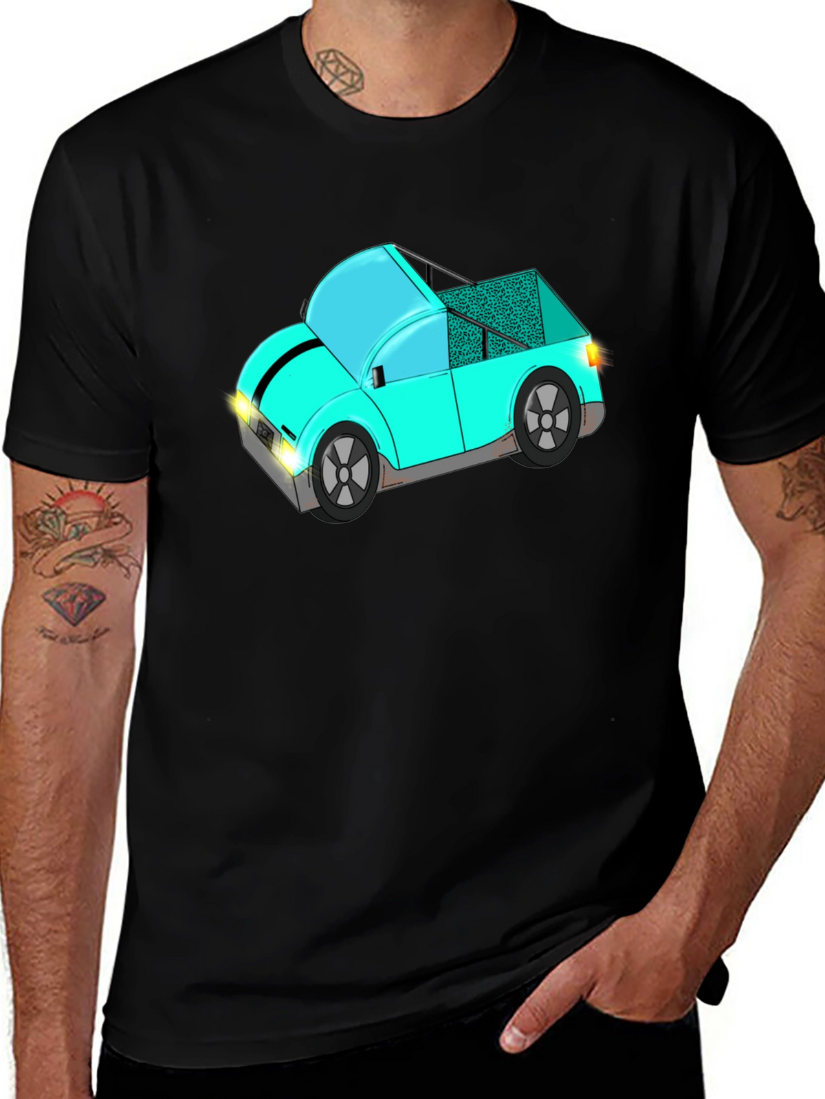 Funky Car Graphic Tee - Stylish Black T-Shirt
