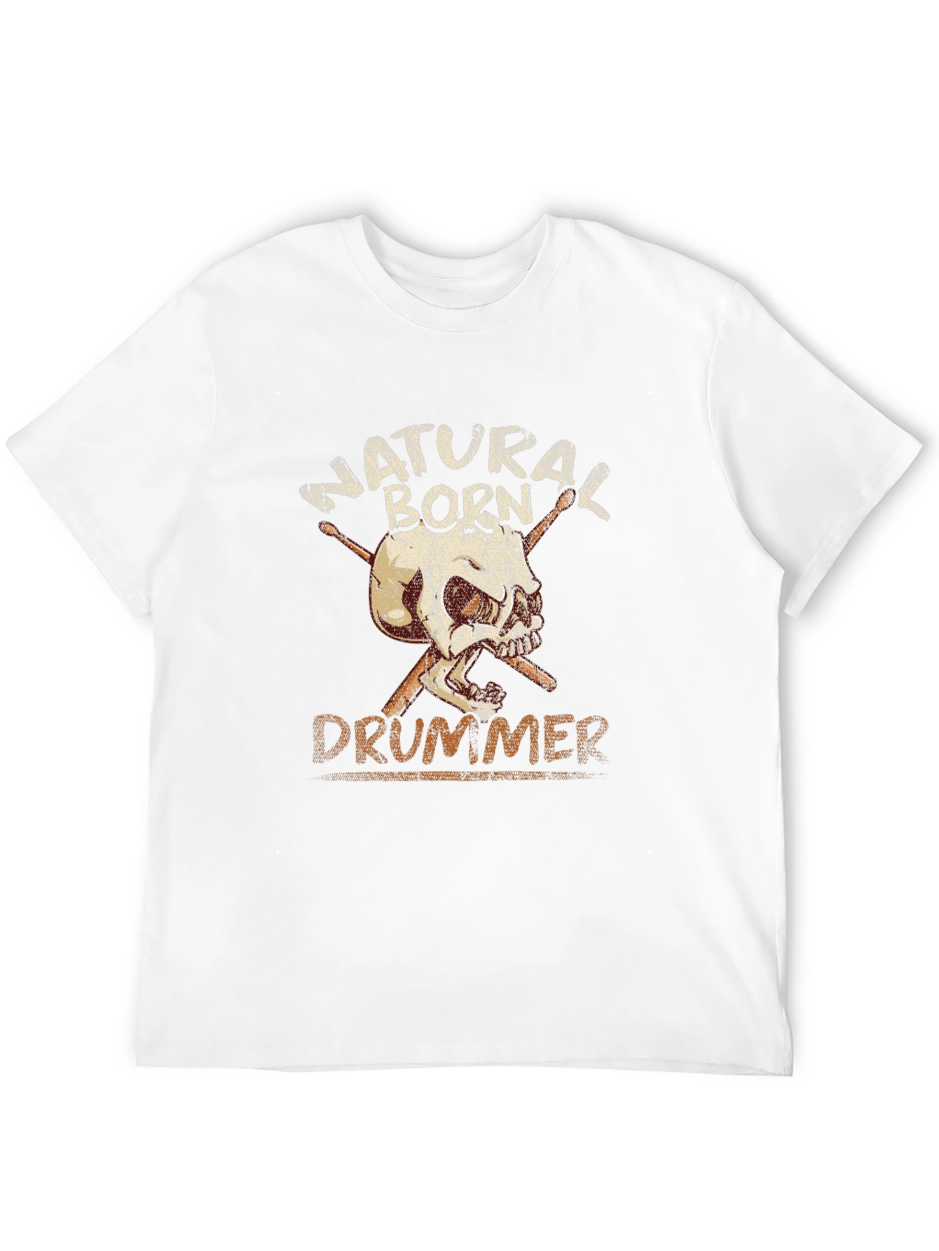 Natural Born Drummer Skull Graphic T-Shirt