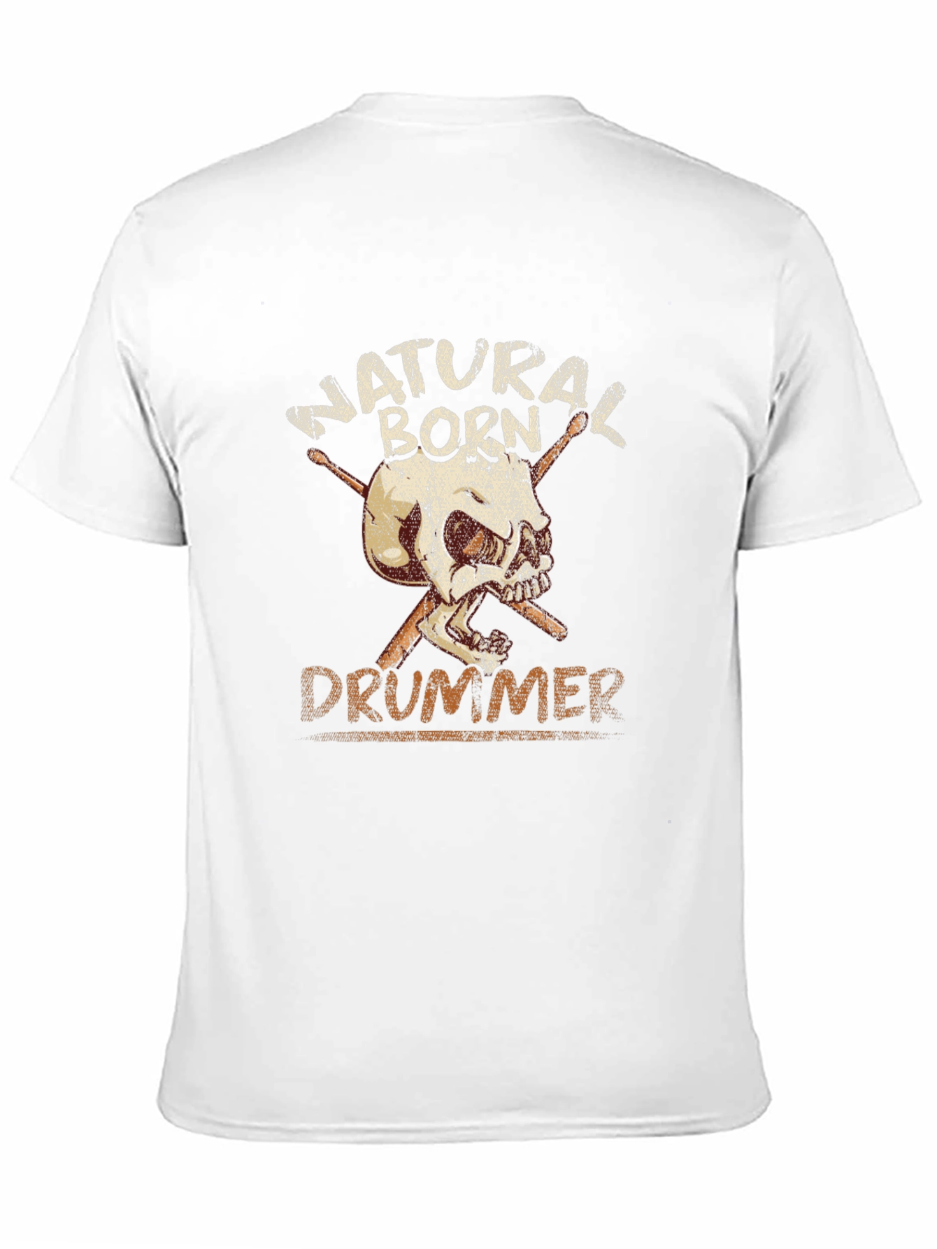 Natural Born Drummer Skull Graphic T-Shirt