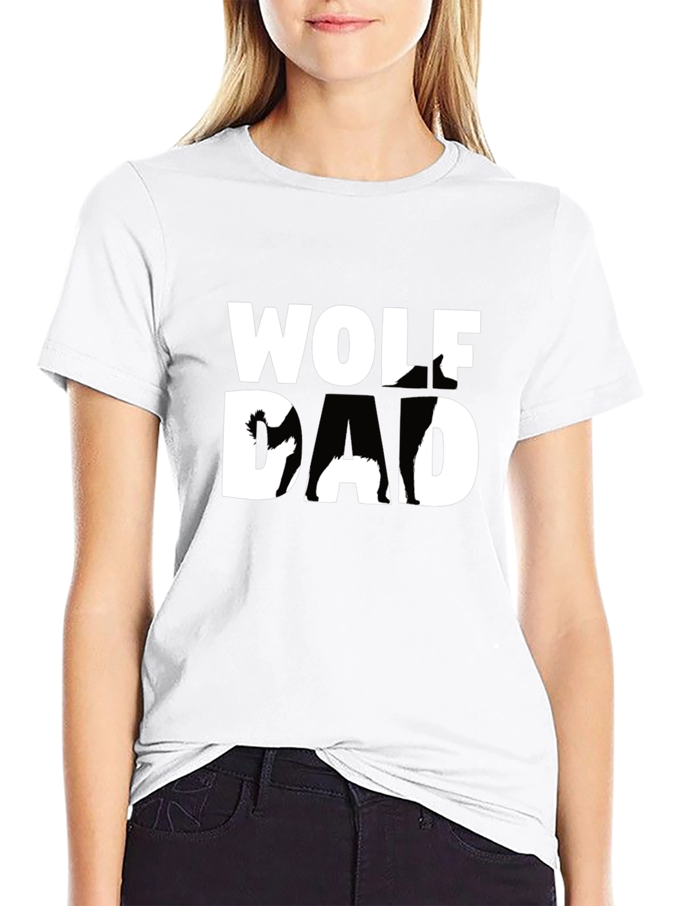 Wolf Dad Graphic T-Shirt - Black Cotton Tee