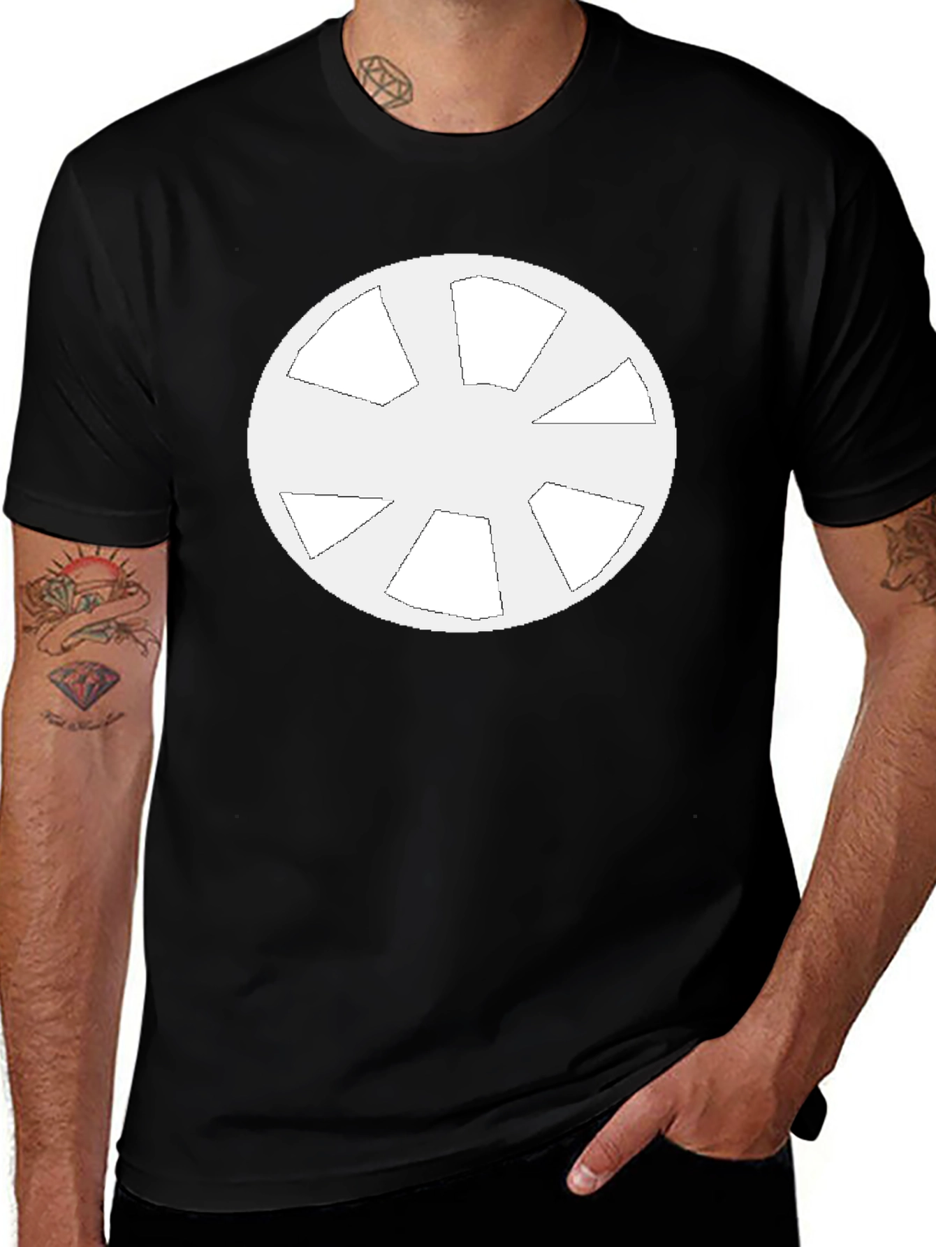 Geometric Circle Design Black T-Shirt